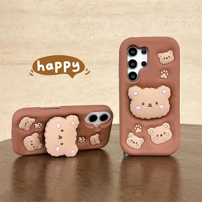 Bear Case Holder Cover for Samsung Galaxy S25 S24 S23 Ultra S21 S23 FE A12 A13 A14 A15 A16 A24 A25 A26 A35 A36 A51 A31 A30S A52 A53 A54 A55 A56 A50S