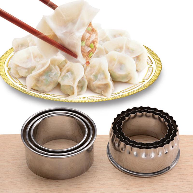 3pcs Round/Flower Dough Cutter Kitchen Gadgets Stainless Steel Dumpling Cutter Dumpling Mold