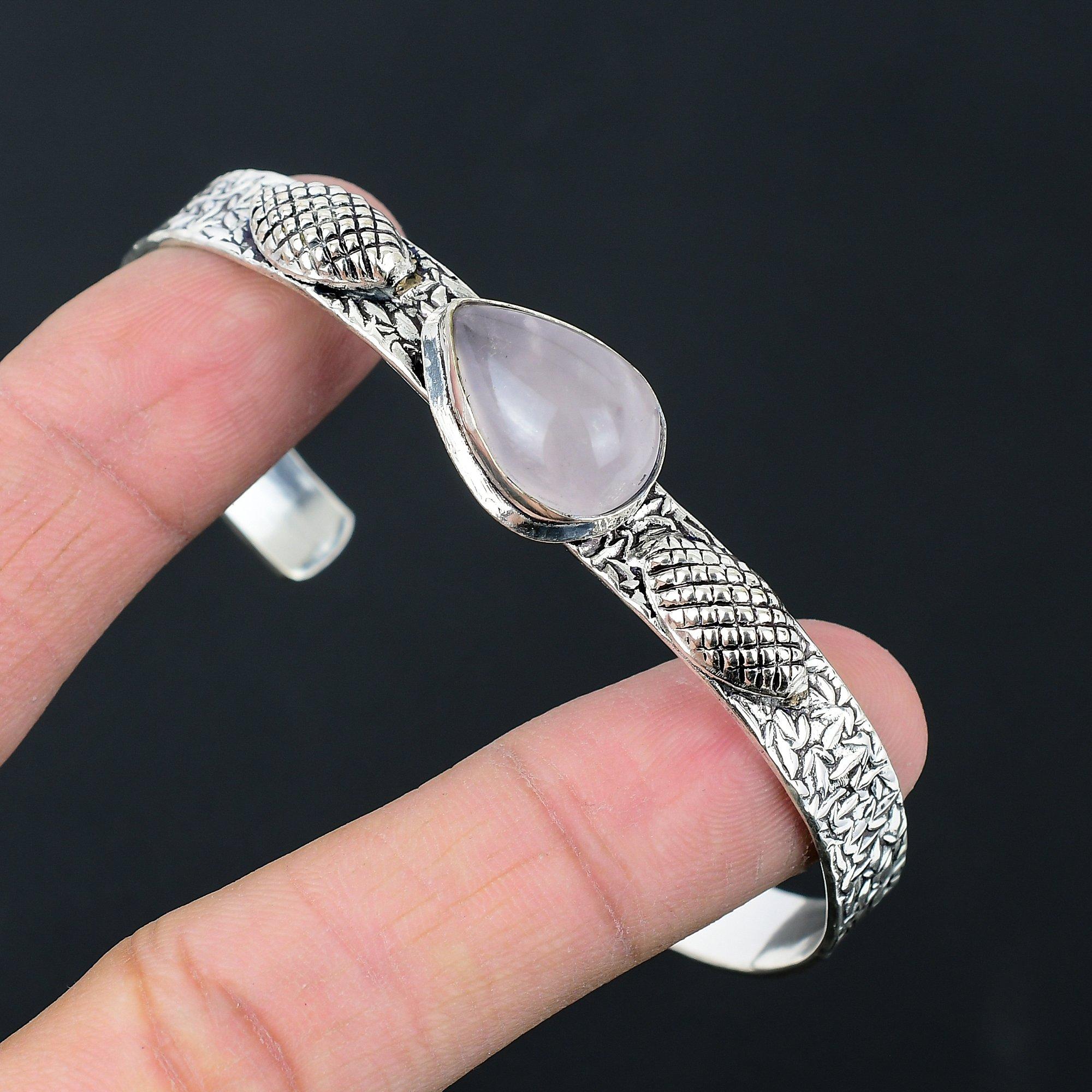 925 Sterling Silber Herz Chakra Natürlicher Rosenquarz Ehefrau Einzigartiges Armband Schmuck