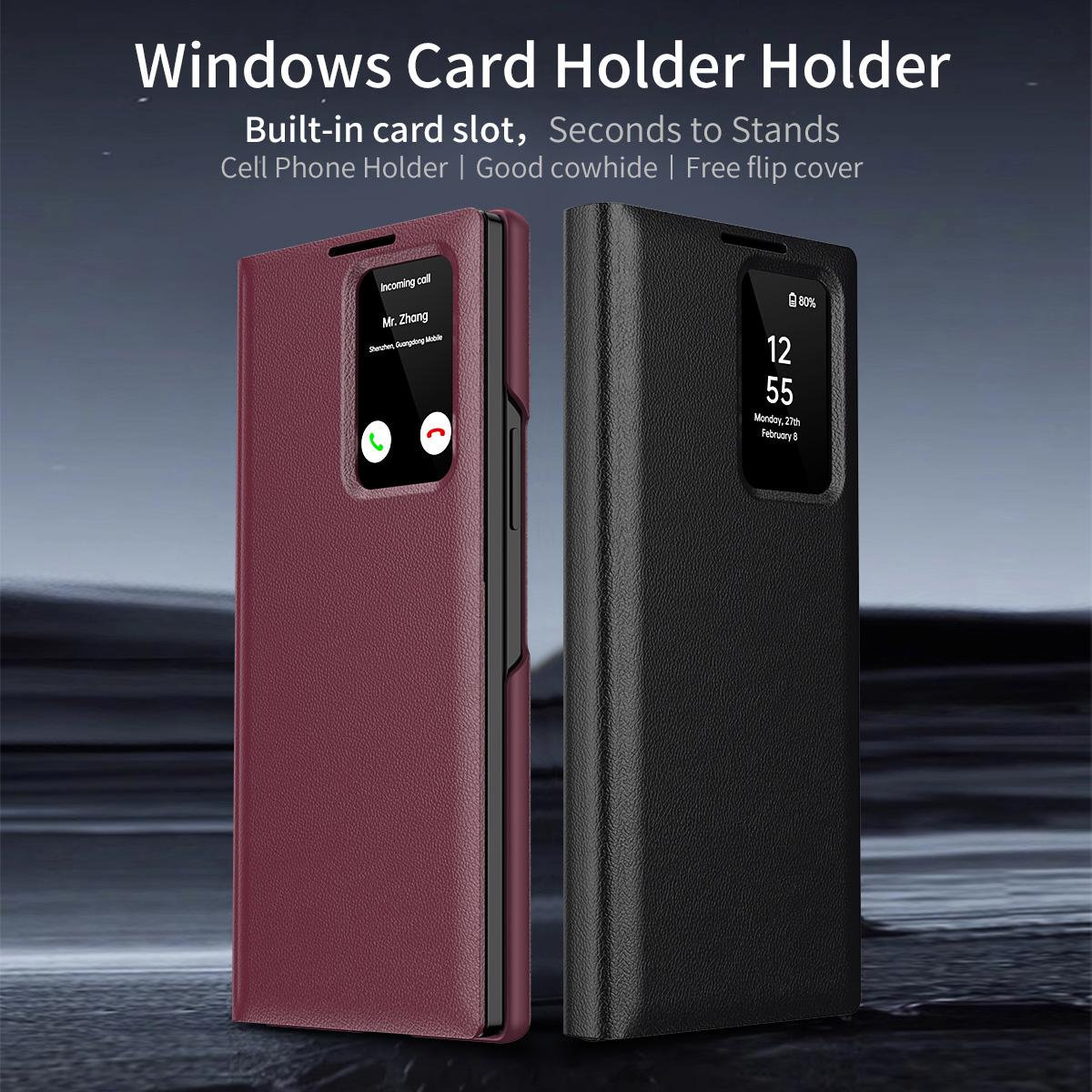 Flip Leather Case for Samsung Galaxy Z Fold6/5/4/3 Smart Display LED View Windows & Wallet Card Holder Phone Cover