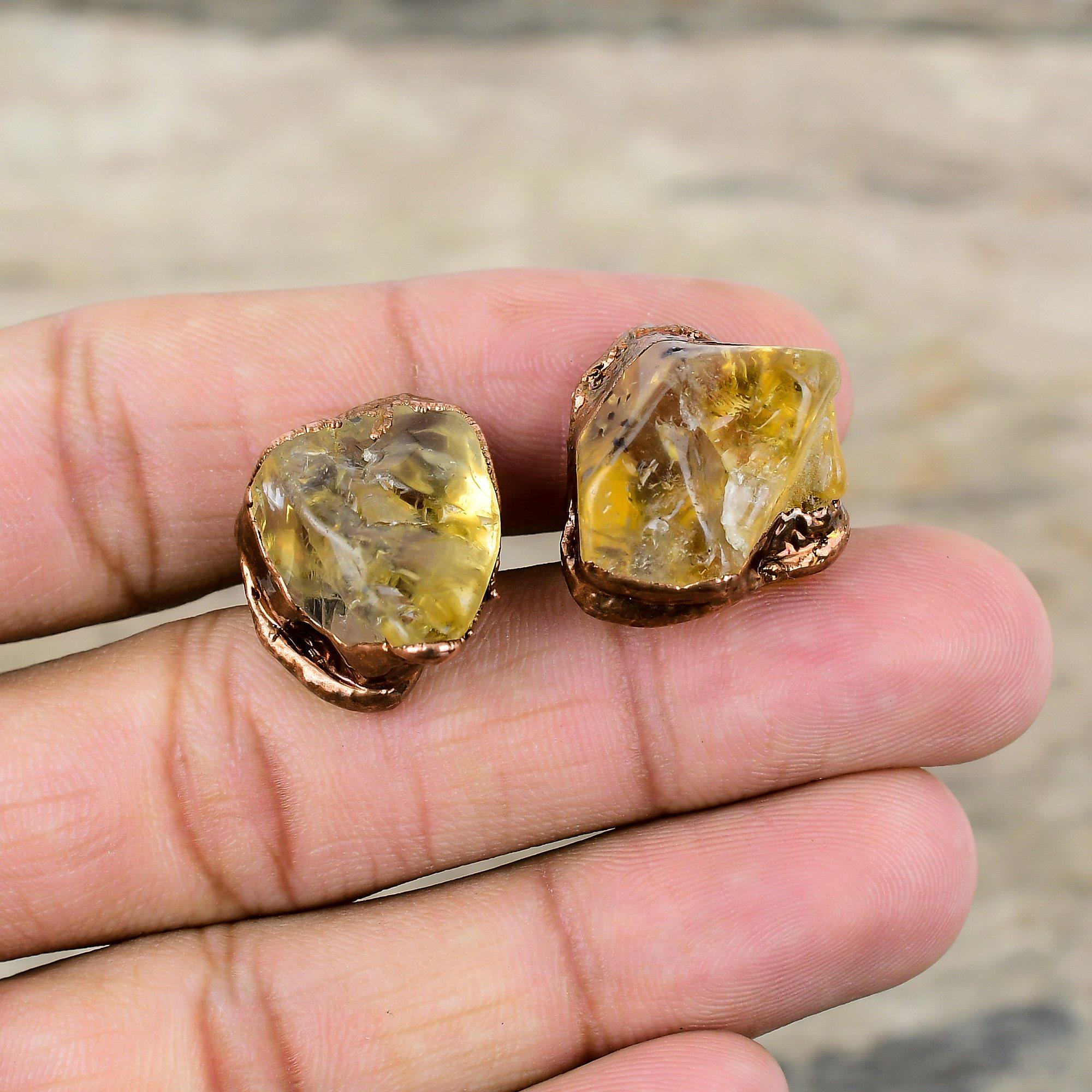 Butoni din cupru electroformat Bijuterii lucrate manual Butoni cu pietre prețioase Foarte drăguțe Bijuterii electroformate Cadou de logodnă