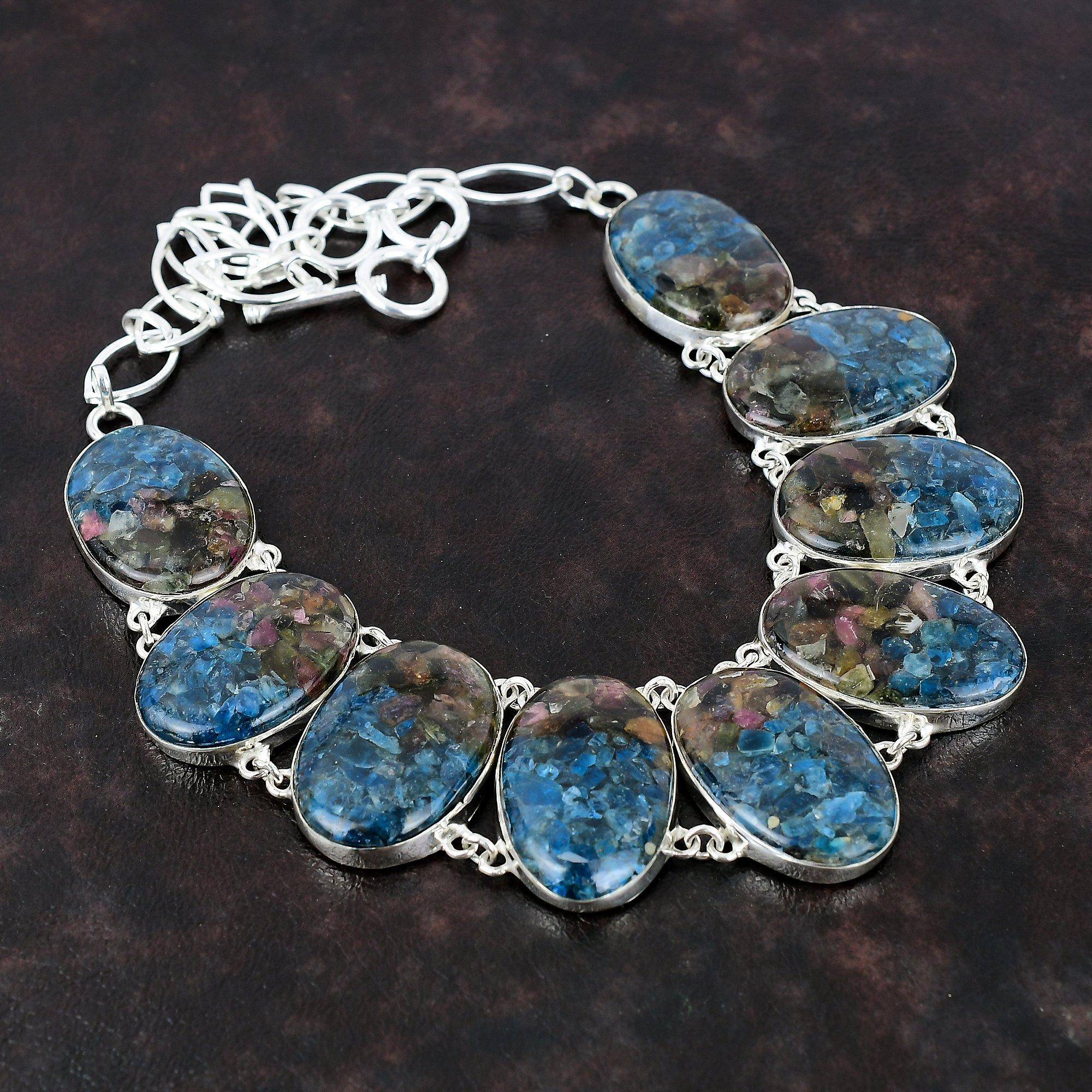 Colier cu turmalină, pepene verde, bijuterii lucrate manual Colier din argint 925 Bijuterii cu pietre prețioase Colier cu lanț reglabil Cadou pentru soție