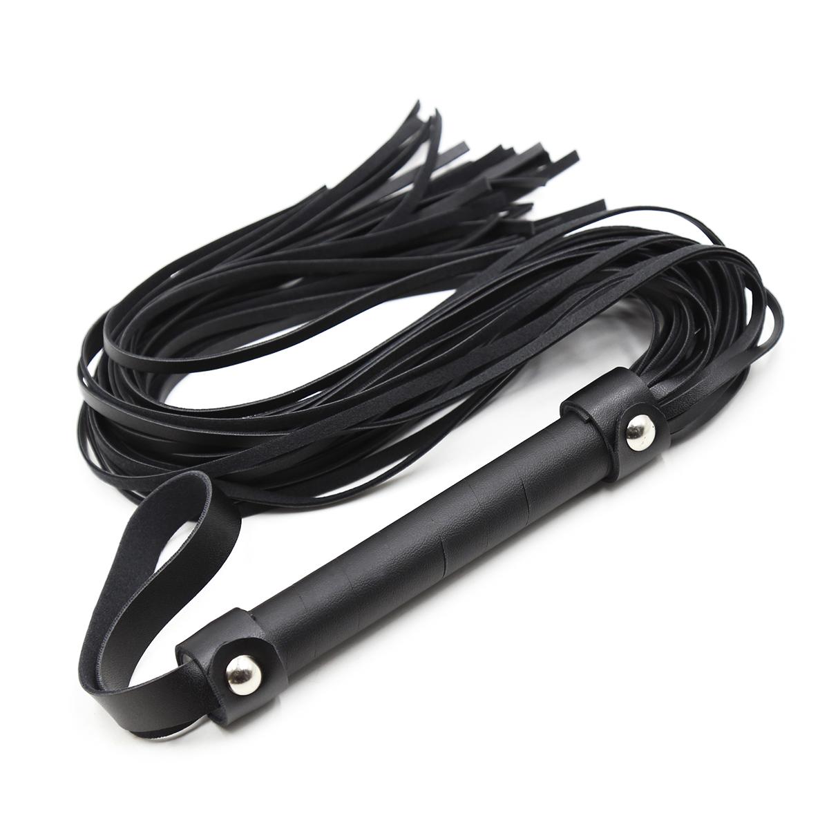 Sex Toys Sexual SM Training Black Leather Whip 97g 43+15.5cm Sexual Flirtation Whip for Spanking Spinning Whip Props