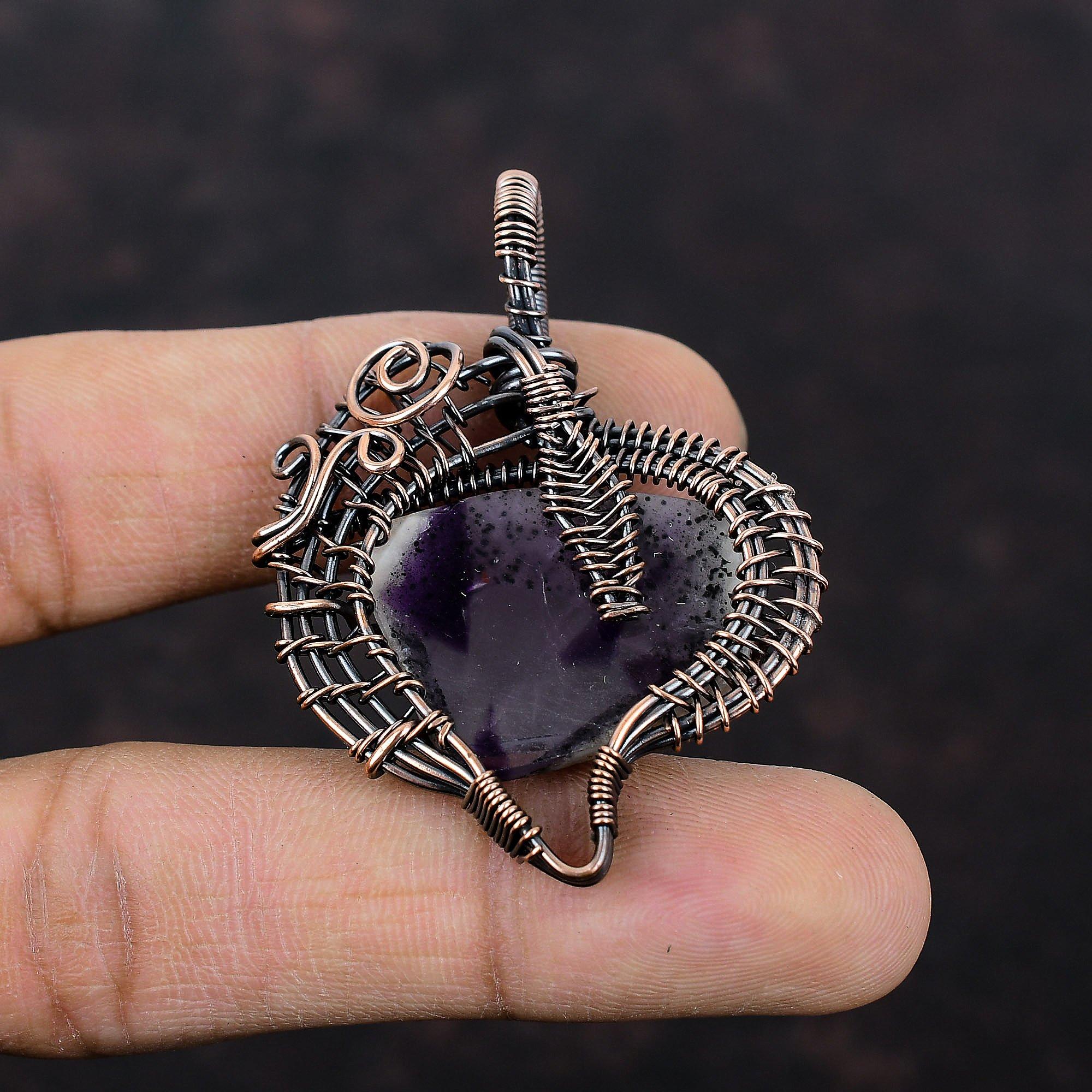 Super 23 Amethyst Pendant Copper Wire Wrapped Jewelry Gemstone Copper Pendant Handmade Jewelry Brand New Pendant Wire Wrap Pendant For Gift