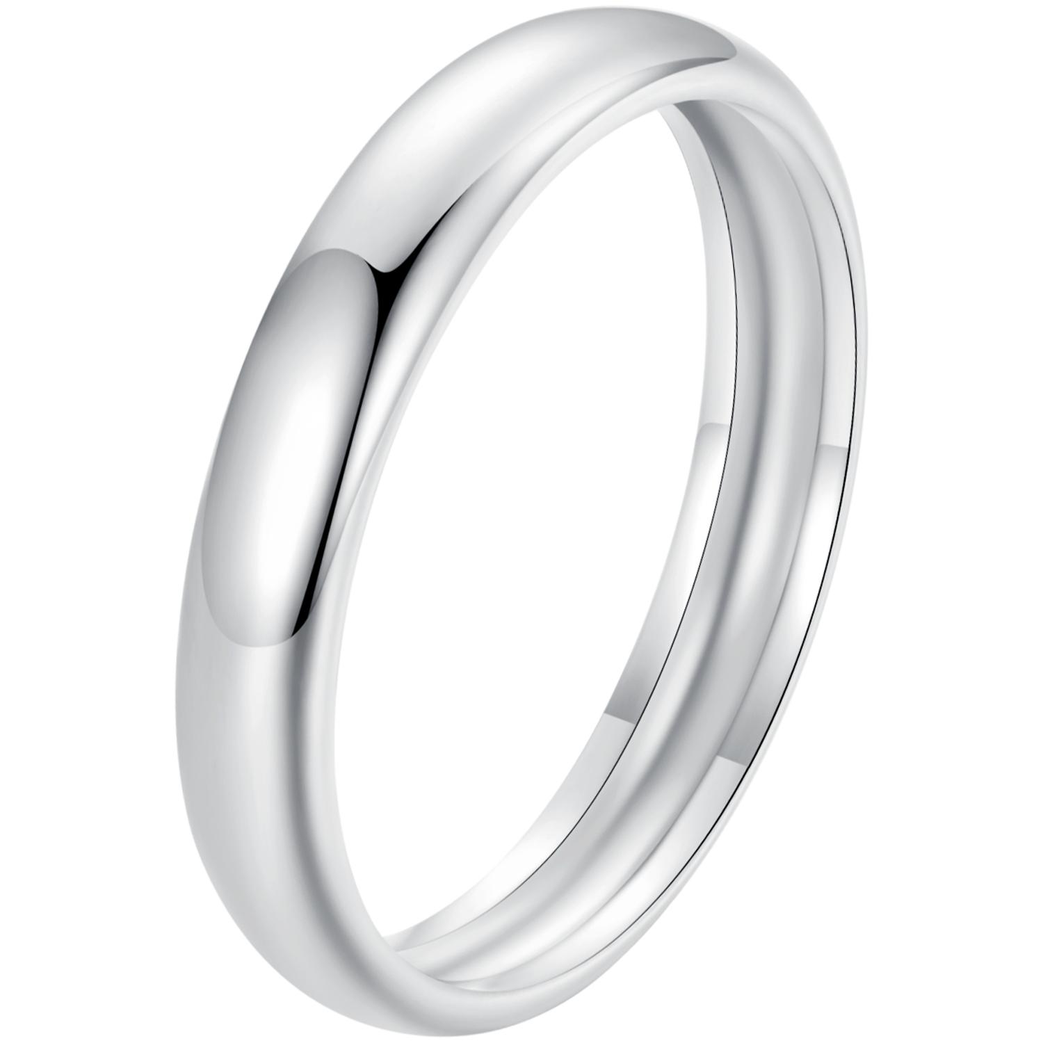 Bamoer 925 Sterling Silver Minimalist Metallic Luster Ring Stackable Simple Finger Ring for Women Hypoallergenic Jewelry Gift