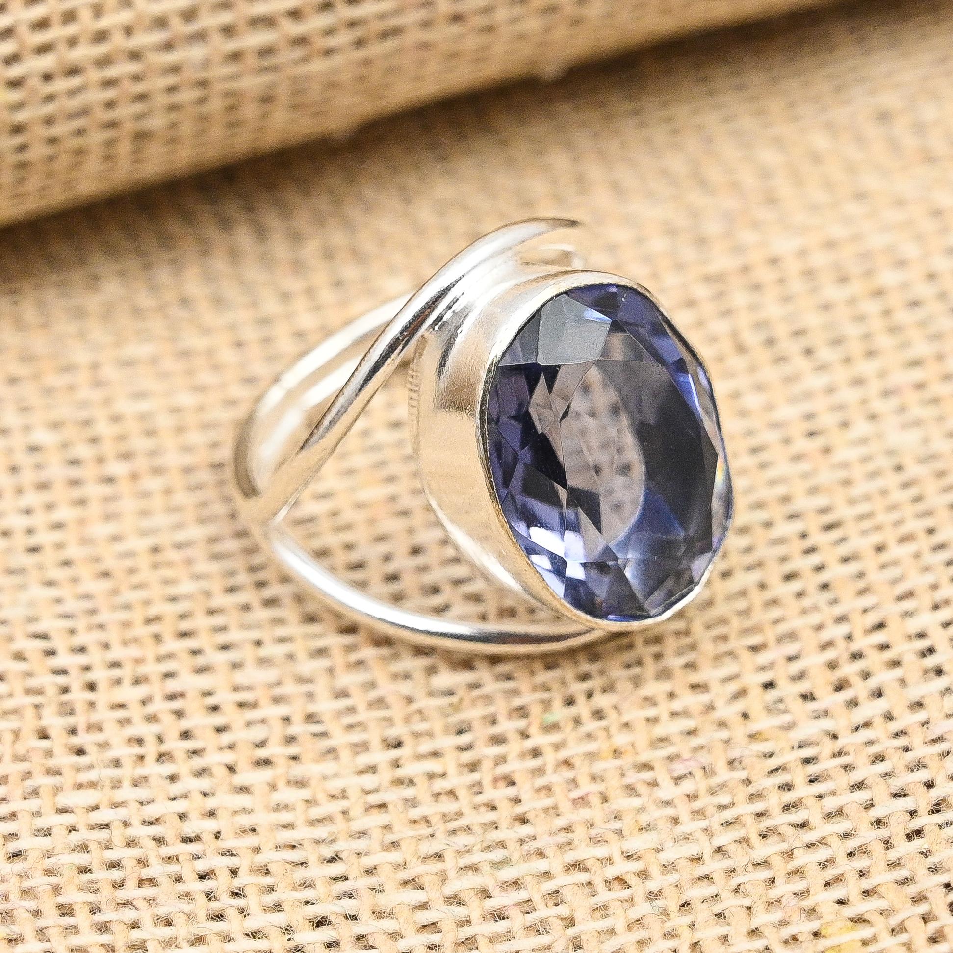 Iolite Gemstone Ručně vyráběné 925 Sterling Silver Prsten šperky na Vánoce