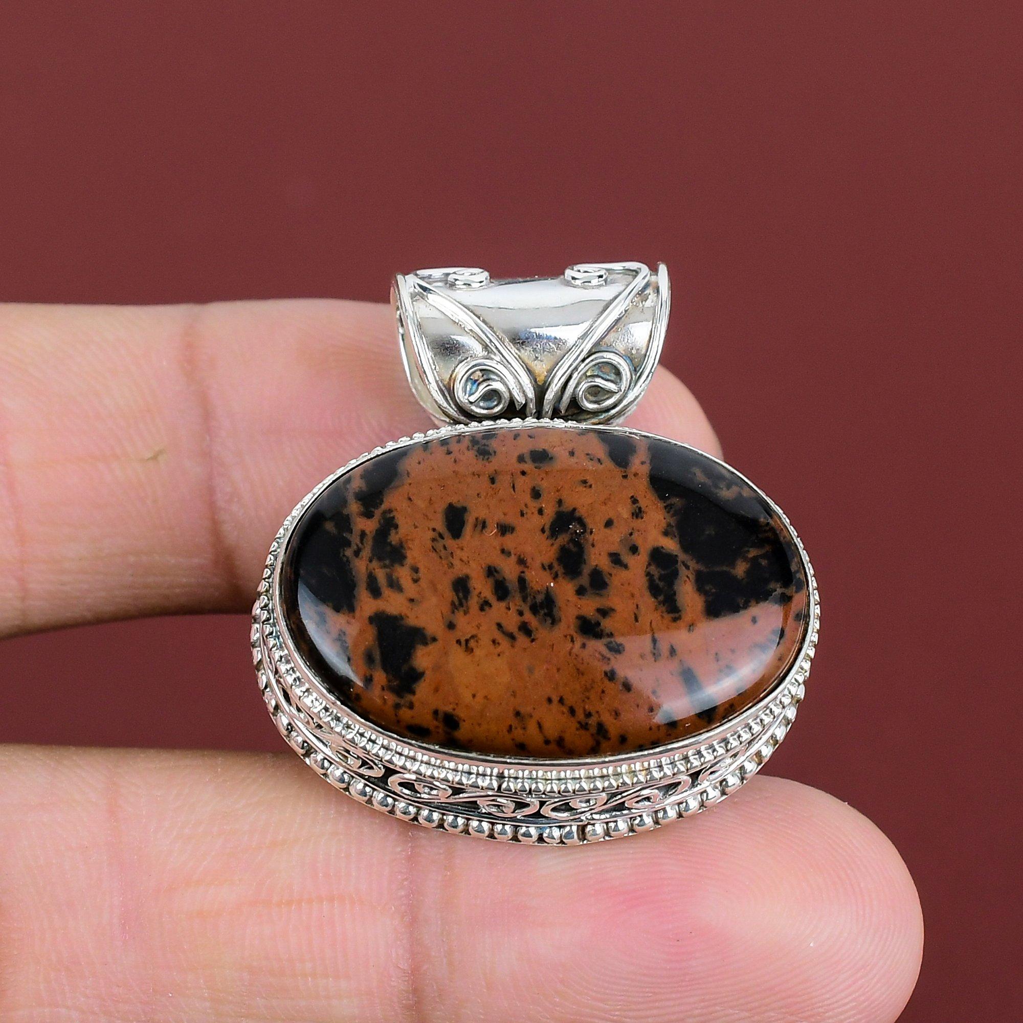 Mahogany Obsidian Pendant Vintage Pendant Gemstone Handmade Pendant 925 Sterling Silver Pendant Unique Jewelry Gifts For Her Stylish Pendant