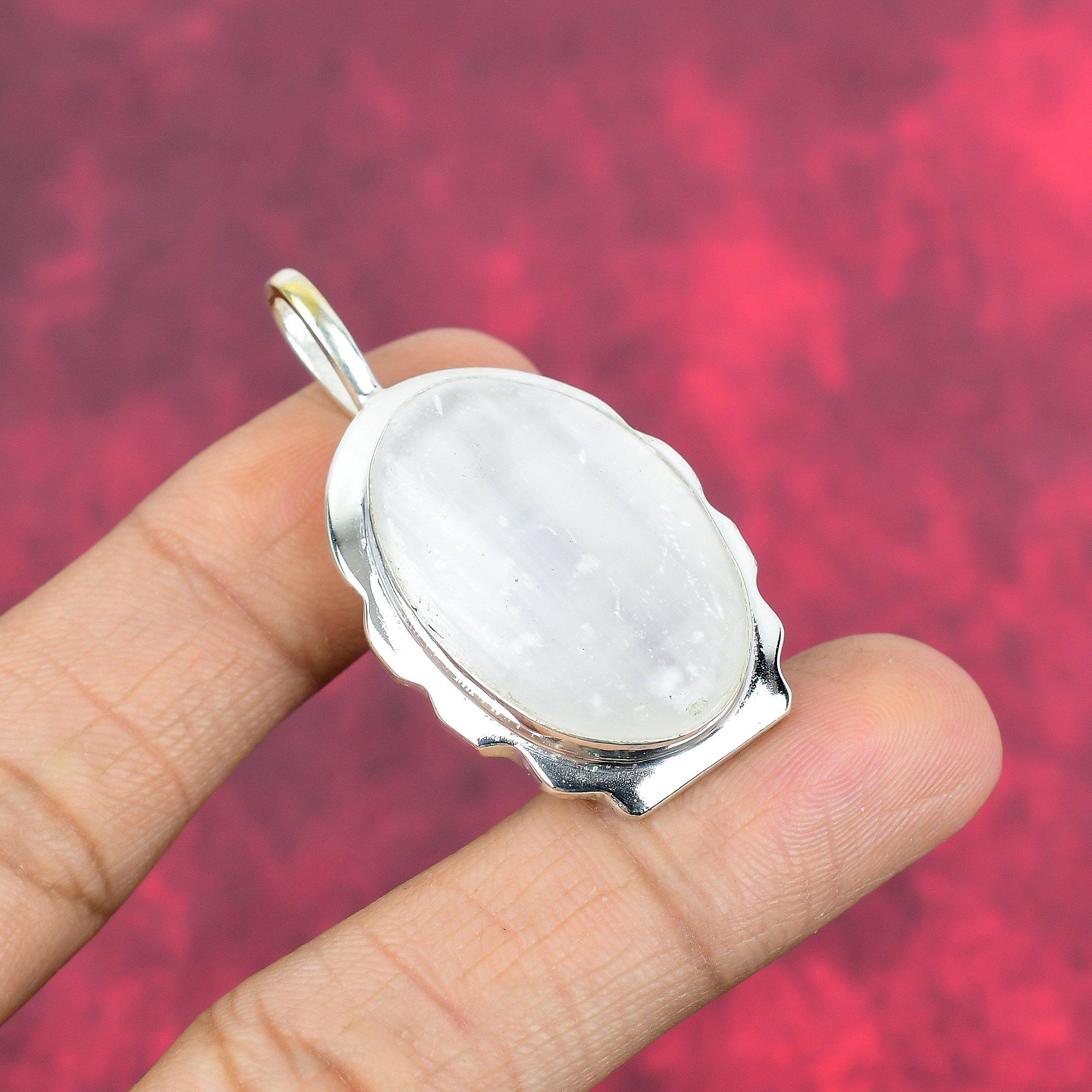Selenite Jewelry, Handmade Gemstone Pendant, 925 Solid Sterling Silver Pendant Antique Jewelry, For Engagement Gift