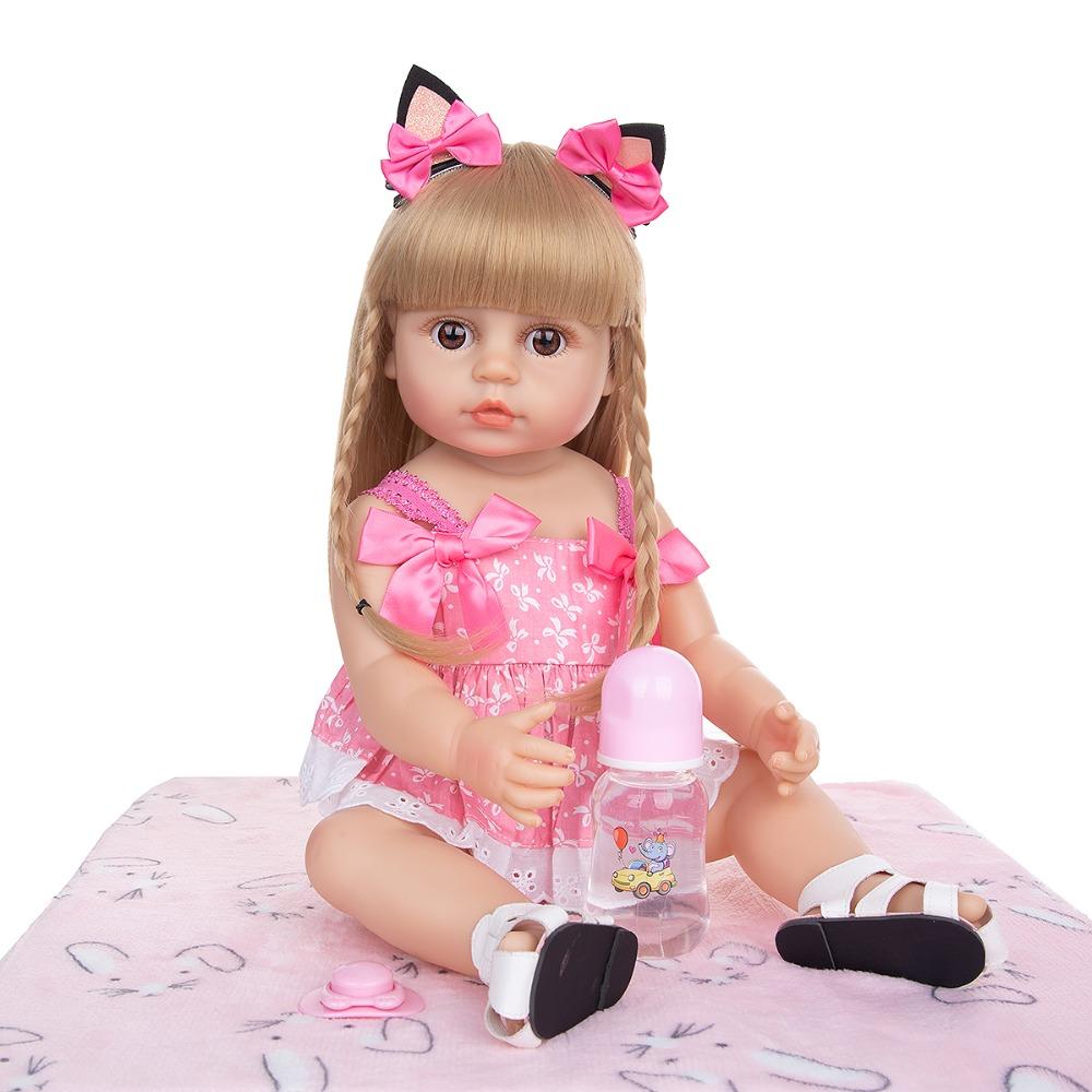 KEIUMI 55cm Beautiful Reborn Boneca Silicone Full Silicone Baby Girl Vinyl Doll Realistic Children's Day Gifts Bed Time Playmate