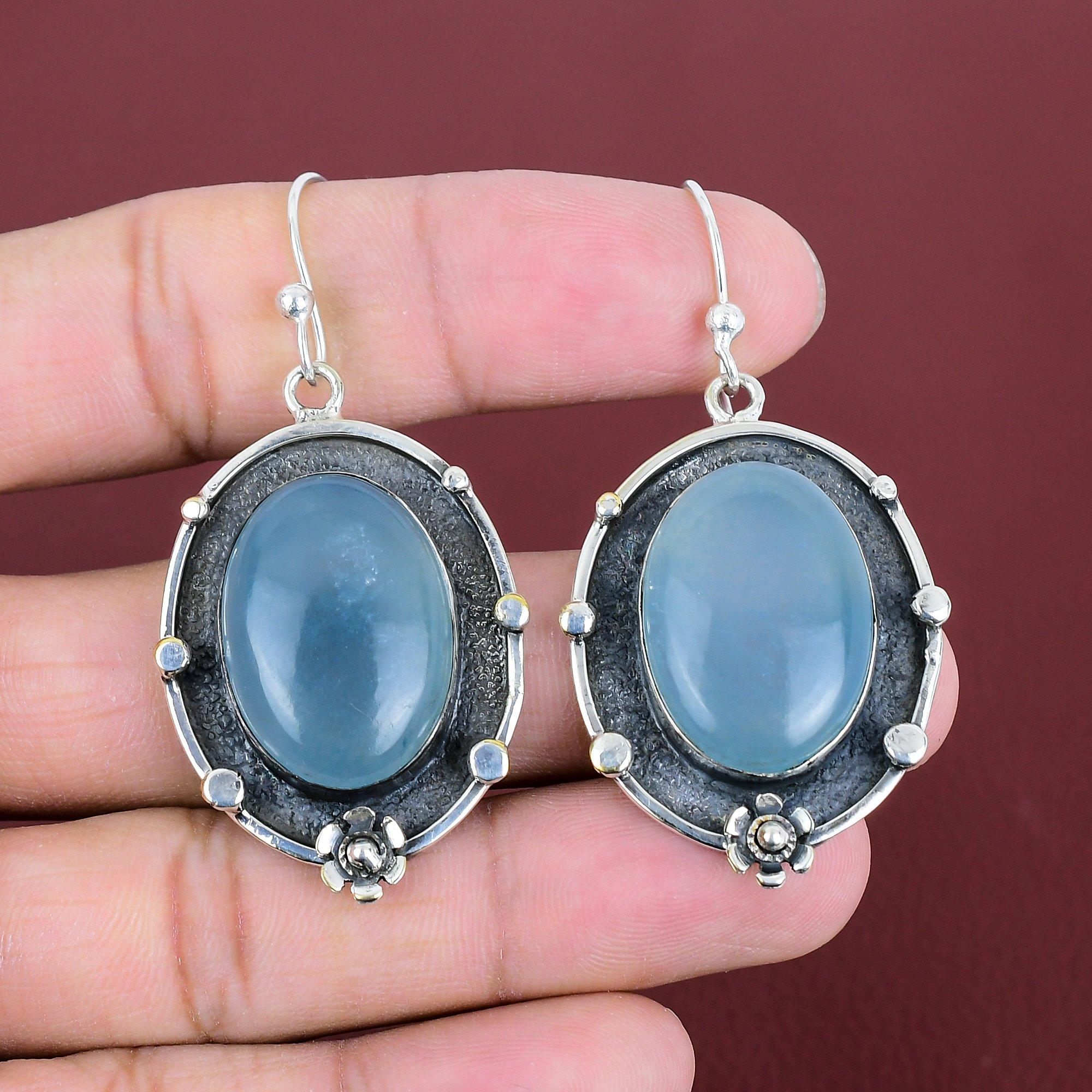 Aquamarine Earring Original Gemstone Jewelry 925 Sterling Silver Earring Handmade Earring Aquamarine Jewelry Dangle Earring Gifts For Friend