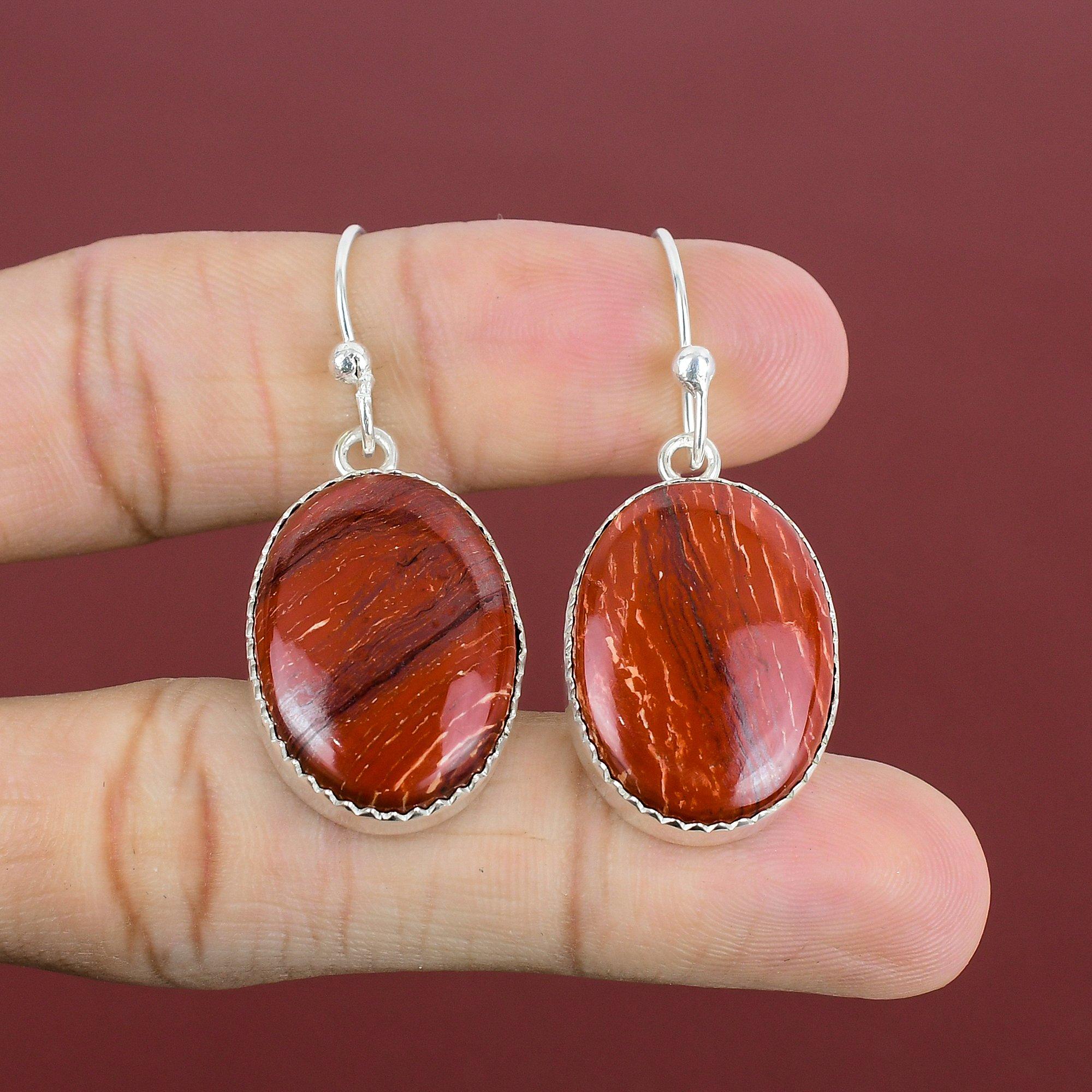 Red Snakeskin Jasper Earring Gemstone Earrings Antique Jewelry Handmade Earring 925 Sterling Silver Earring Gifts For Mom Brand New Jewelry