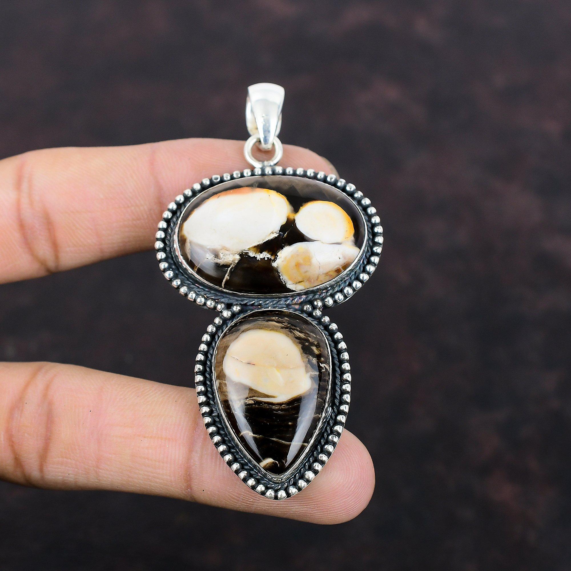 Peanut Wood Jasper Pendant Handmade Elegant Jewelry 925 Sterling Silver Pendant Gemstone Pendant Gift For Mom Vintage Pendant Silver Jewelry