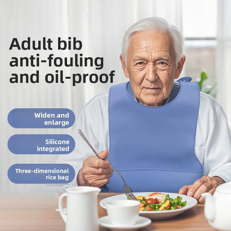 Adult Silicone Bib Elderly Rice Pocket Waterproof Three-dimensional Rice Pocket Big Child Silicone Eating Bib Saliva Pocket