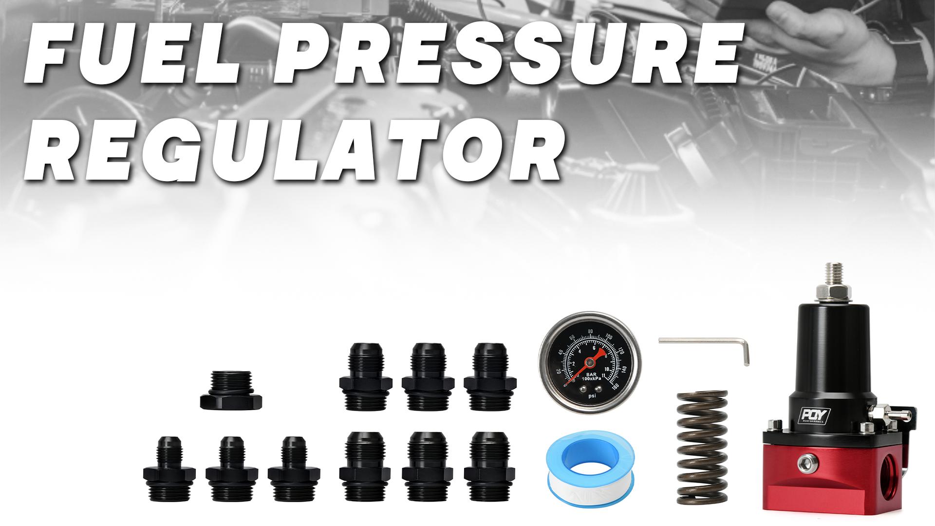 Adjustable Fuel Pressure Regulator 30-140PSI Adjustable Pressure Range 10AN Feed Ports & 10AN Return Port With 0-160PSI Gauge Set