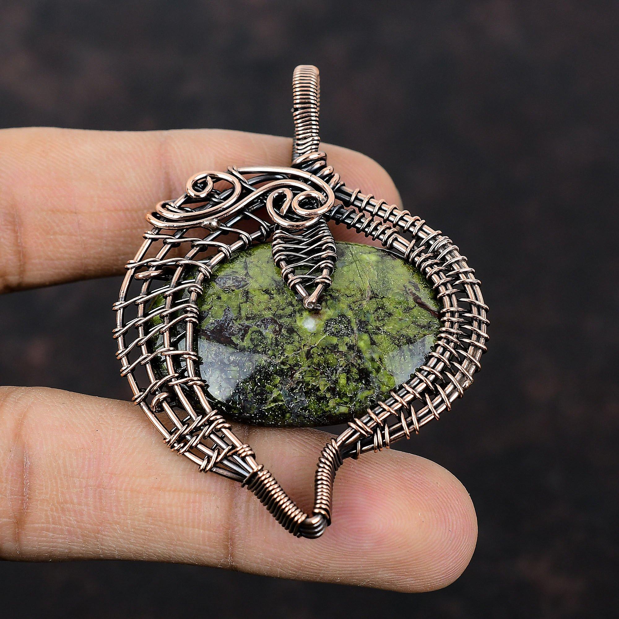 Dragon Bloodstone Gemstone Pendant Copper Wire Wrapped Pendant Handmade Pendant Copper Wire Wrap Jewelry Latest Design Pendant Gift For Mom