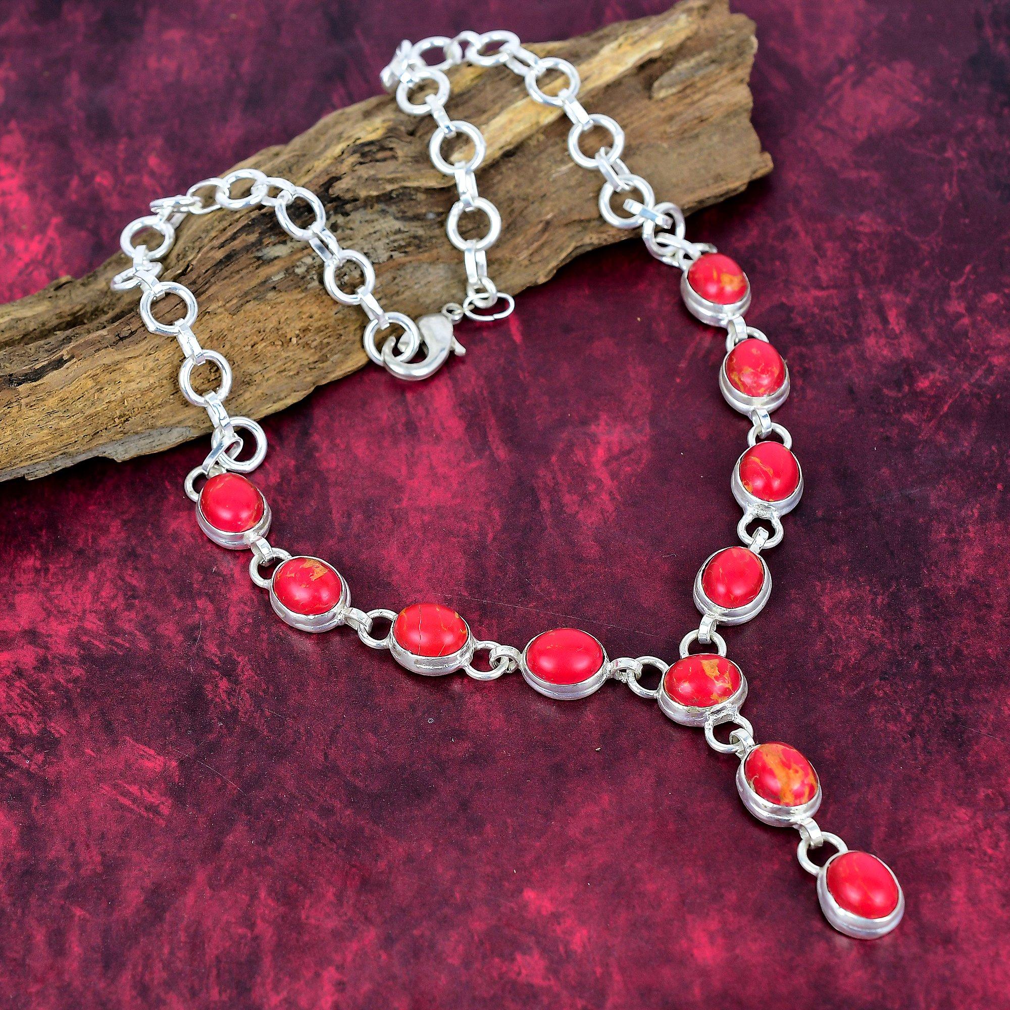 Red Sea Sediment Necklace Gemstone Jewelry, 925 Solid Sterling Silver Necklace, Handmade Jewelry Birthstone Necklace, Gift For Him