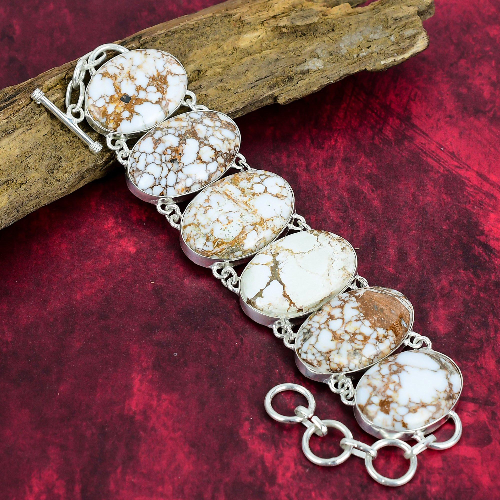 Magnesite/Wild Horse Bracelet Jewelry, Unique Gemstone 925 Solid Sterling Silver Jewelry, Magnesite/ Wild Horse Handmade Bracelet Adjustable Jewelry