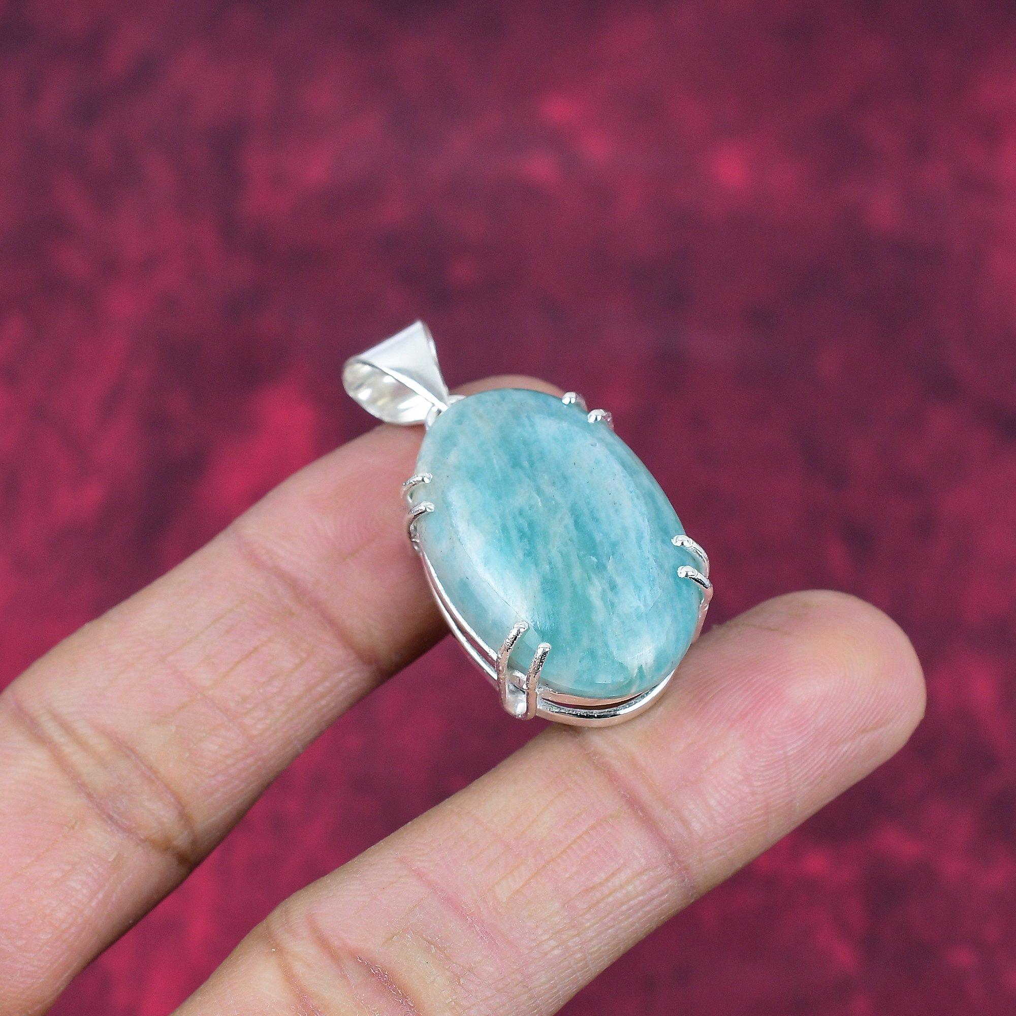 Amazonit-Anhänger, 925er Sterlingsilber, handgefertigter Edelsteinschmuck, Geschenke für die Frau, brandneuer Anhänger