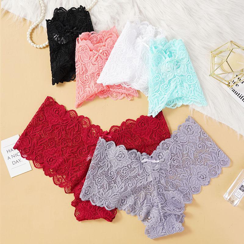 Women Sexy Lace Low Rise Thongs Hollow Out Mesh Panties Female Breathable Underwear Girls Intimates Underwear