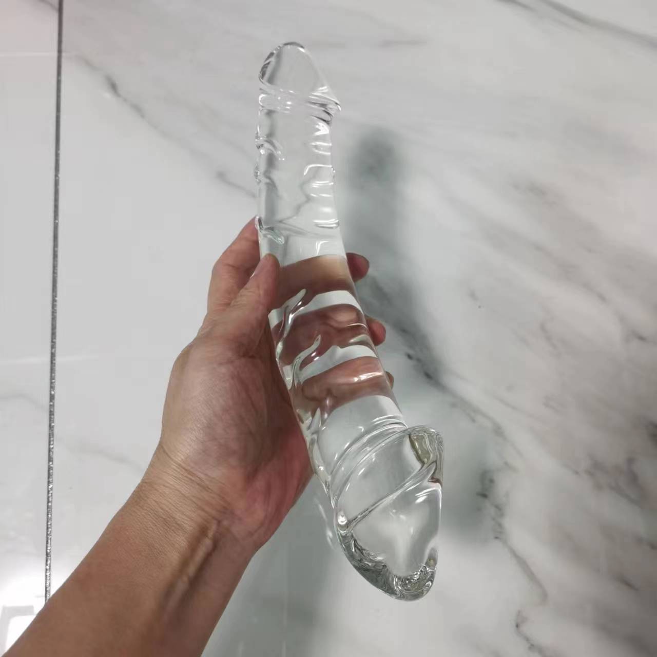 VaHppy Jumbo Glass Anal Plug Dildos Masturbators for Women for Gay Dual Head Available Friction Pellets
