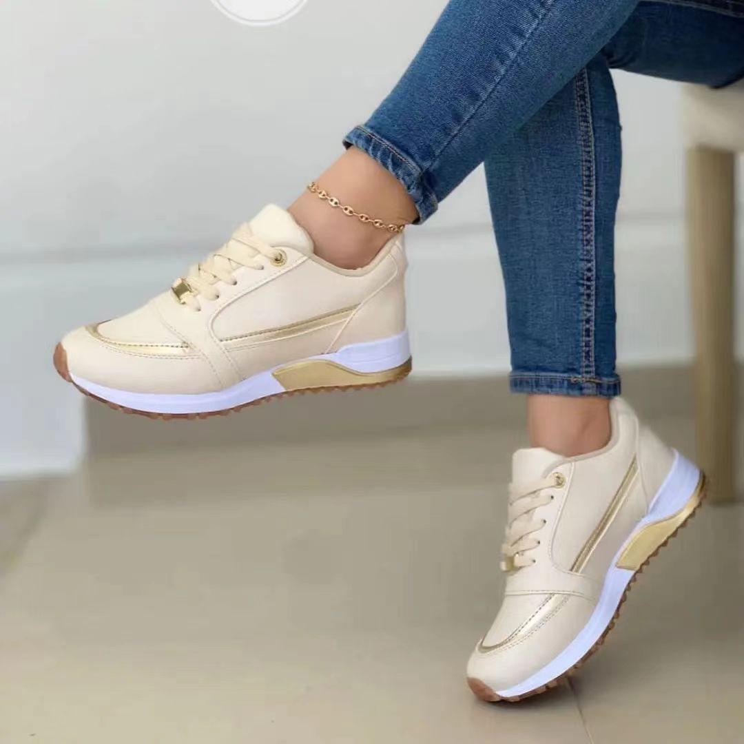 Women's Shoes, Thick Soled Shoes, Casual Shoes, Low Cut Shoes, Lace Up Shoes, Sports Shoes, Single Shoes, Flat Shoes, Color Blocked Single Shoes