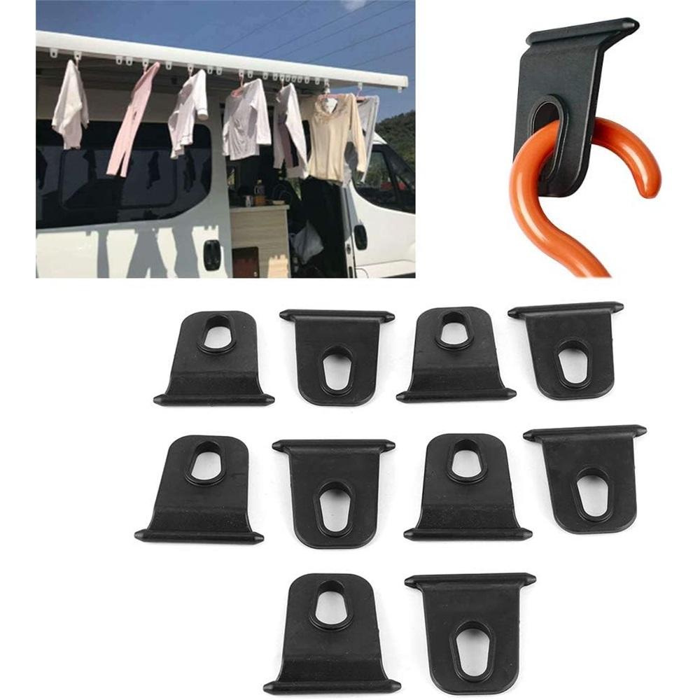 10 ΤΕΜ. Άγκιστρα Τέντας RV, Κρεμάστρα Ρούχων RV Κλιπ Φωτός Τέντας RV Άγκιστρο Τέντας Μαύρο Για RV Κάμπινγκ Σκηνή Εσωτερική Εξωτερική Διακόσμηση