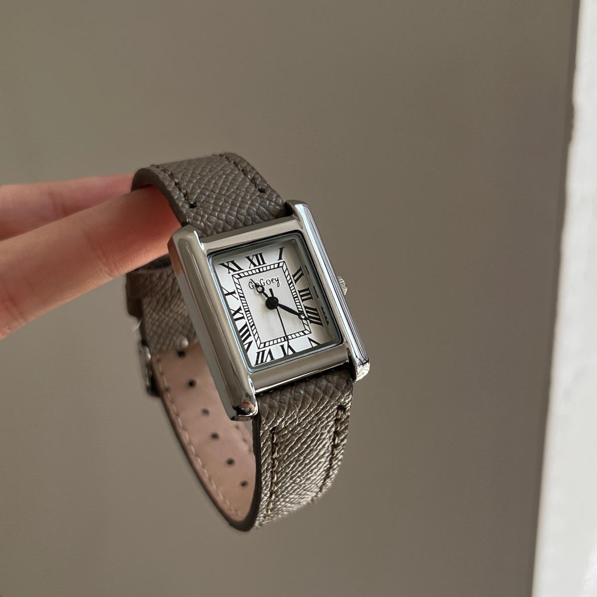 Women Square Rome Dial Watch Retro Quartz Watches Leather Strap Wristwatches