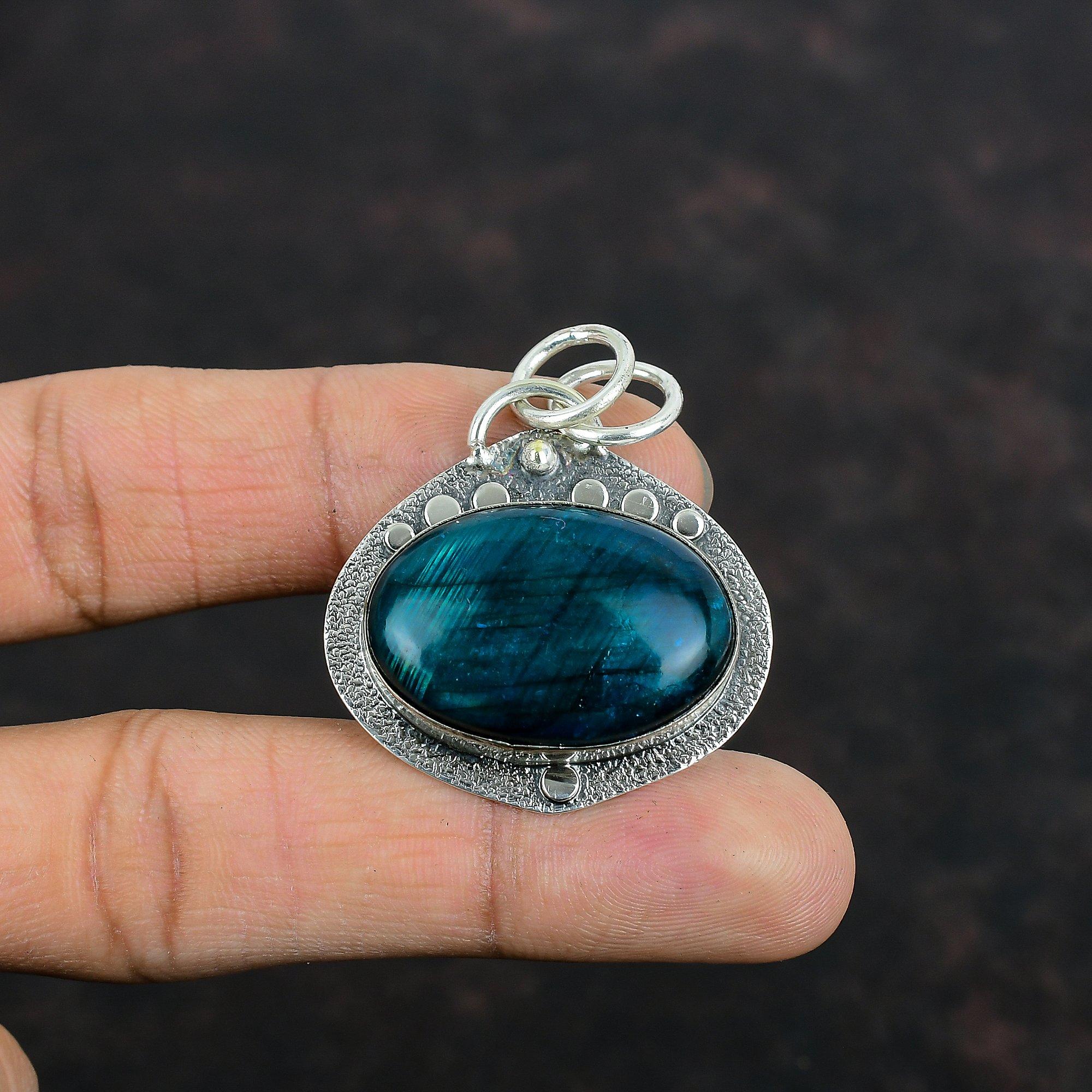 Neon Flash Labradorit Anhänger Handgefertigt Echter Edelstein Anhänger 925 Sterlingsilber Anhänger Antikschmuck Neuestes Design Anhänger Hochzeitsgeschenk