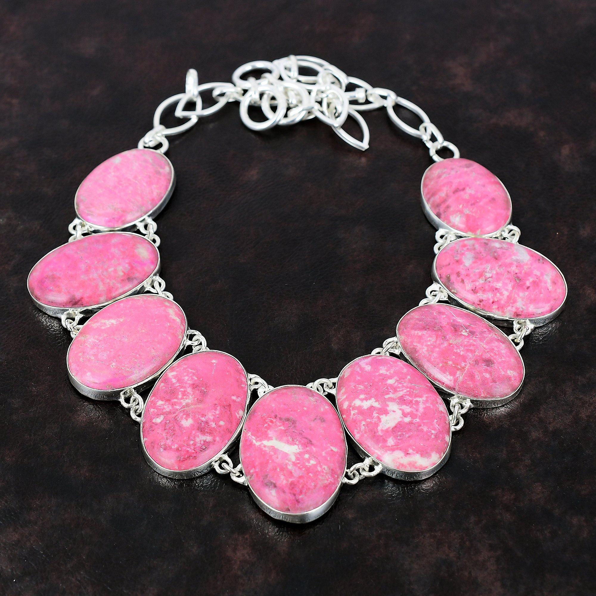 Colier Thulite Colier din argint 925 Bijuterii cu pietre prețioase Colier cu lanț reglabil Colier lucrat manual Cadou pentru femei Bijuterii din piatră de naștere