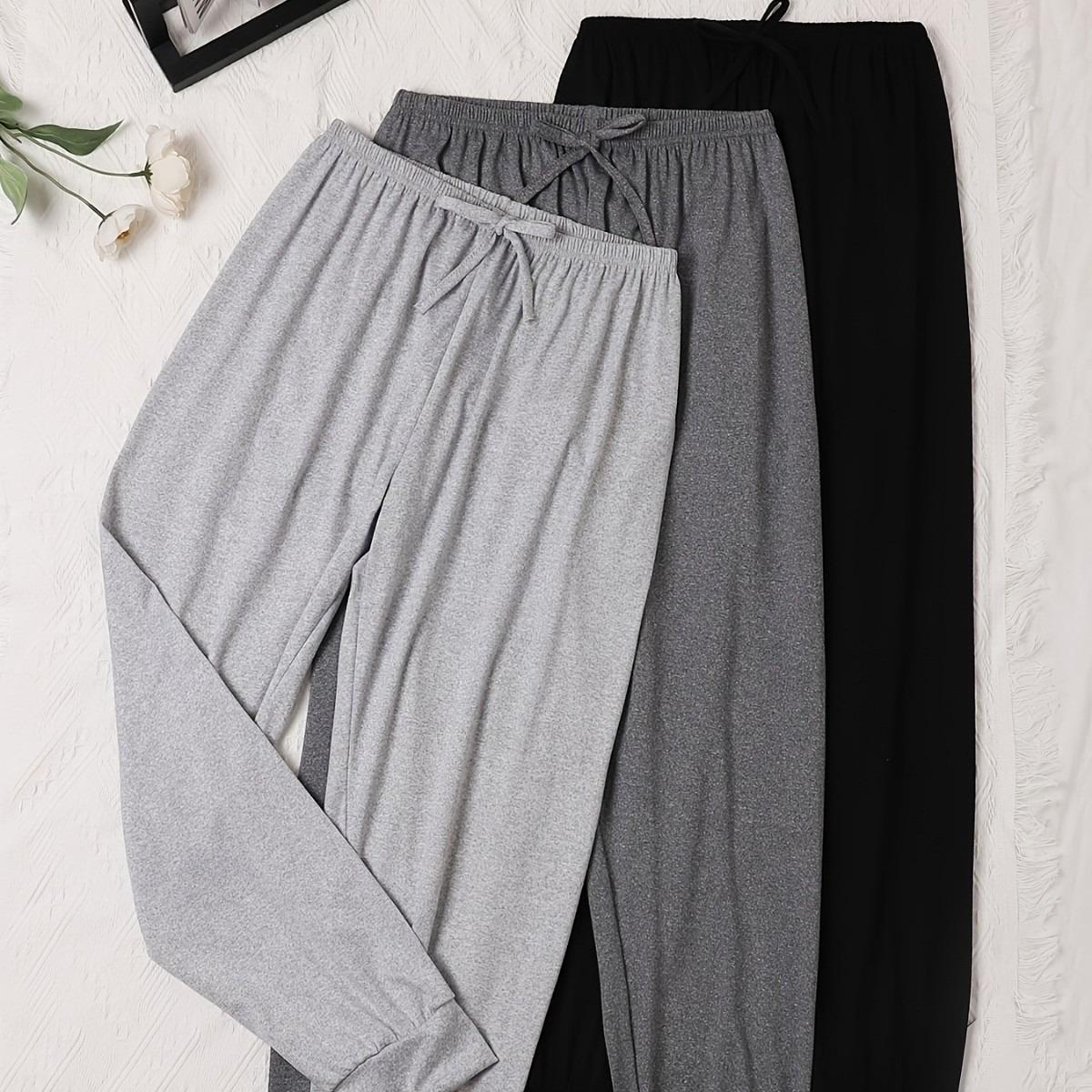 3pcs Women'S Casual Drawstring Waist Pants - Loose Fit Solid Color Joggers in,Comfort, Perfect for Home & Outdoor Wear, Ideal Gift, Jogging Pants