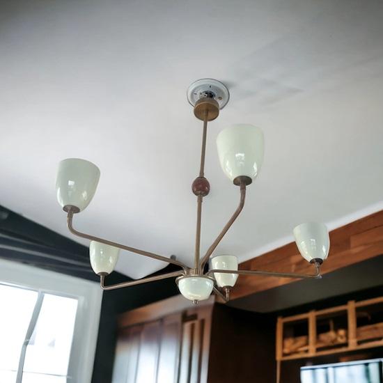 5-světlý mosazný lustr Sputnik v moderním stylu poloviny století, závěsné svítidlo do jídelny, obývacího pokoje, ložnice, vstupní haly