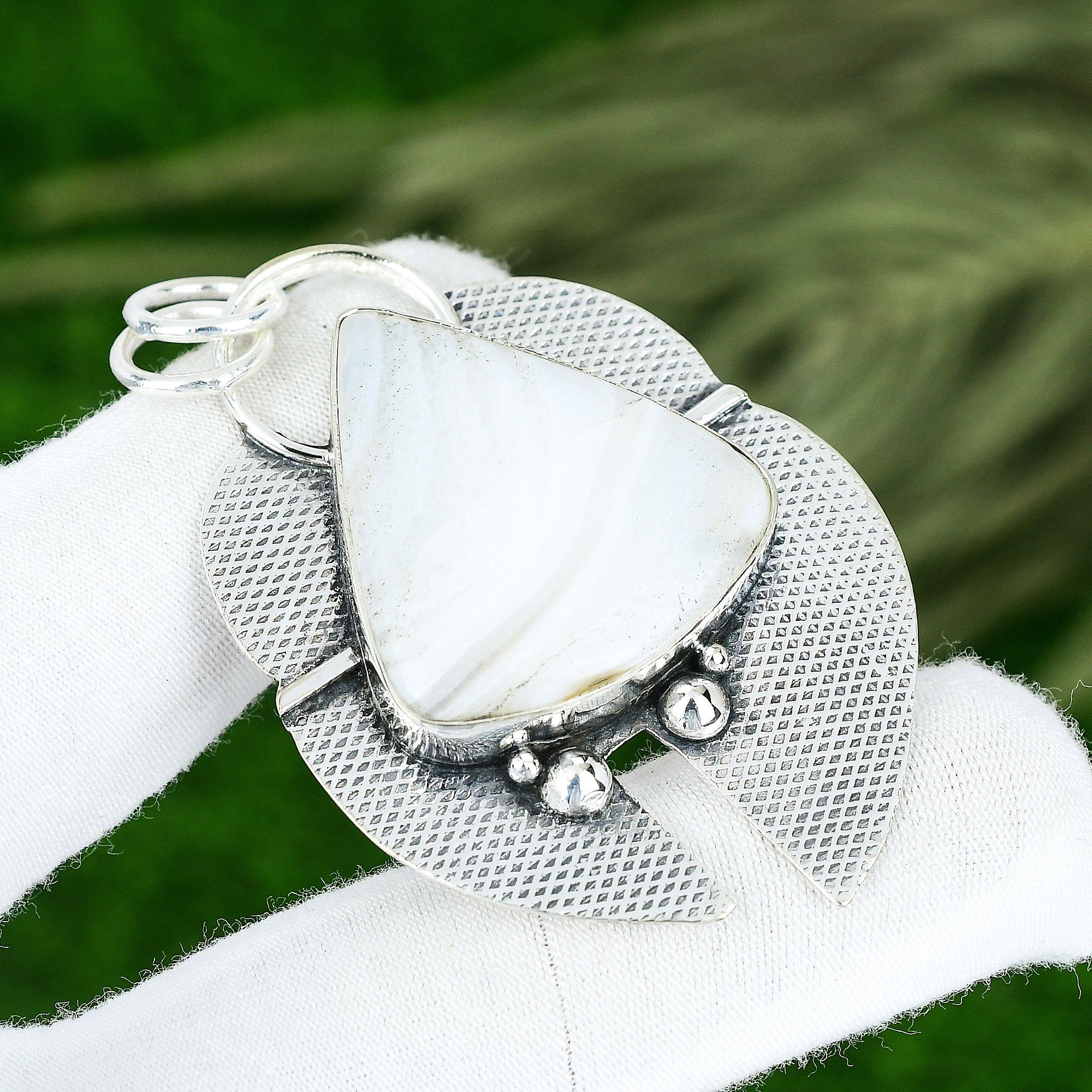 Botswana Agate Stone Sterling Silver Elegant Wife Bezel Engagement New Pendant