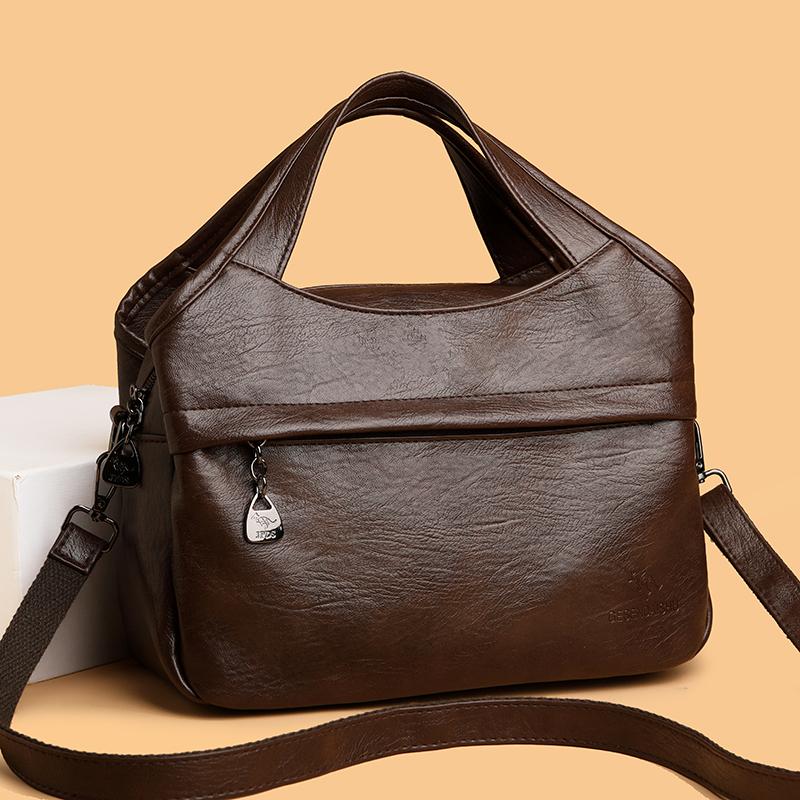 Fashion Vintage Leather Shoulder Bag for Women Multi Compartment Handbag Retro Shoulder Bag Perfect for Shopping Daily Life and Weekend Outings