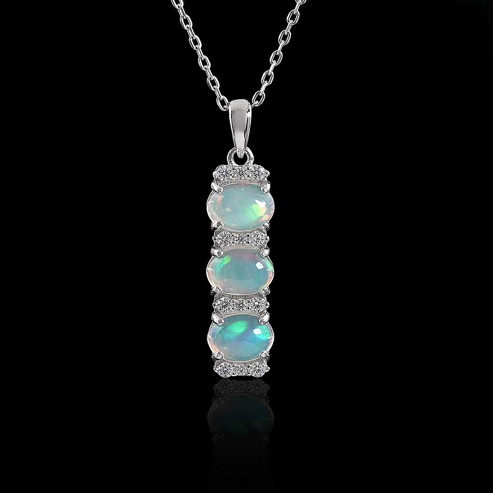 Beautiful 925 sterling silver October Birthstone Natural opal Pendant necklace fine jewelry anniversary Banquet Festival gift
