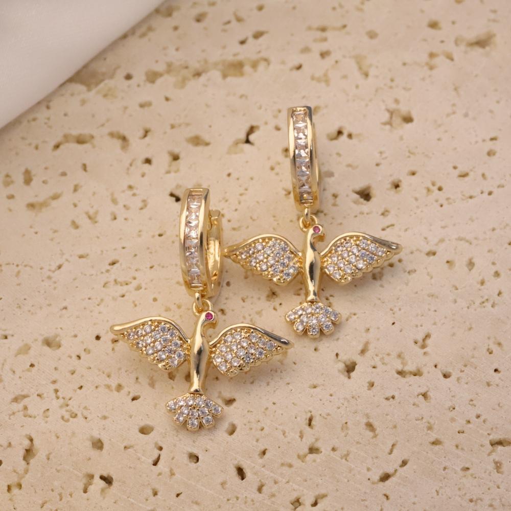 1 Pair Luxury Birdie Dangle Earrings for Women Zirconia Earring Jewelry Wedding Party Accessories