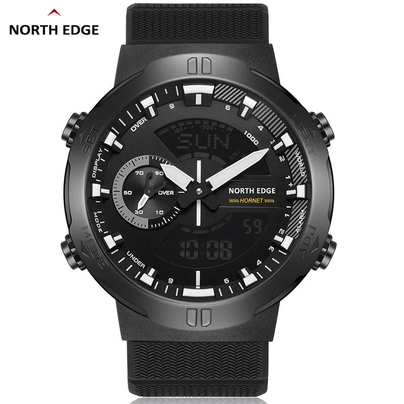 NORTH EDGE HORNET Men's Digital Watch Running Cycling Sports Watches Waterproof 50M World Time Speed Illuminator Wristwatch