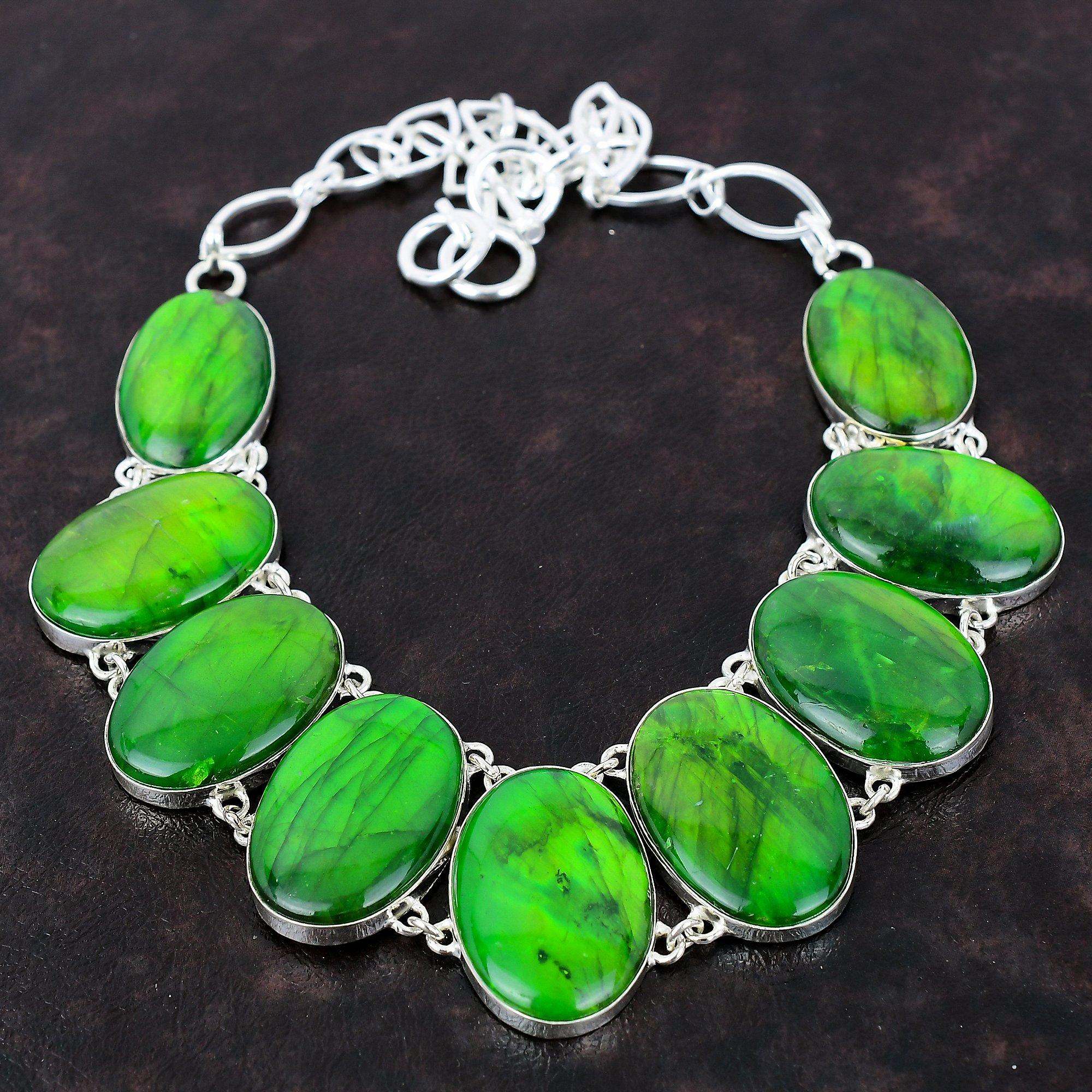 Green Fire Labradorite Necklace Handmade Necklace 925 Sterling Silver Necklace Adjustable Chain Necklace Gemstone Jewelry Gift For Mother