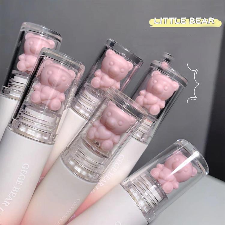 GEGE BEAR Matowa szminka, błyszczyk do ust, matowa aksamitna konsystencja, nawilżający błyszczyk wodoodporny Pink Bear Lip Clay
