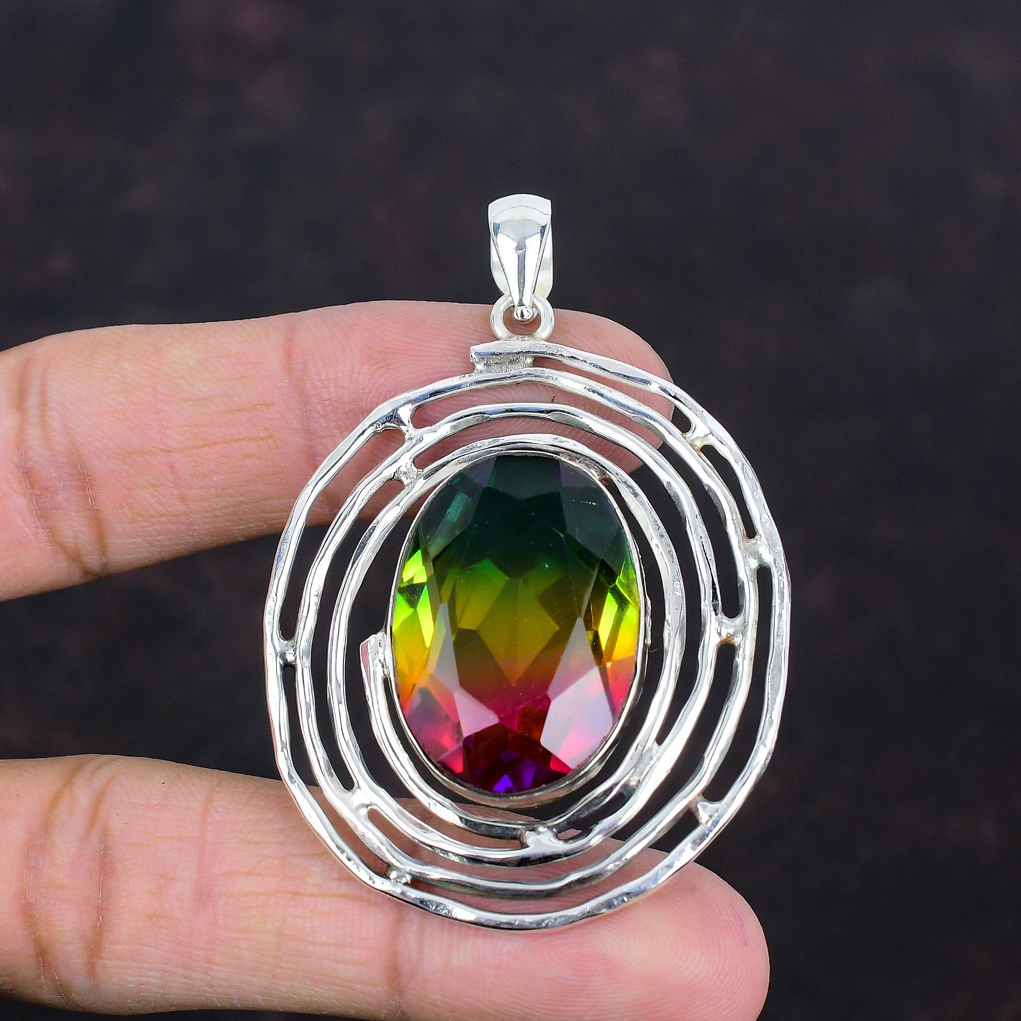 Faceted Multi Tourmaline Pendant Top Quality Gemstone Pendant Handmade Jewelry 925 Sterling Silver Pendant Brand New Pendant Gifts For Women