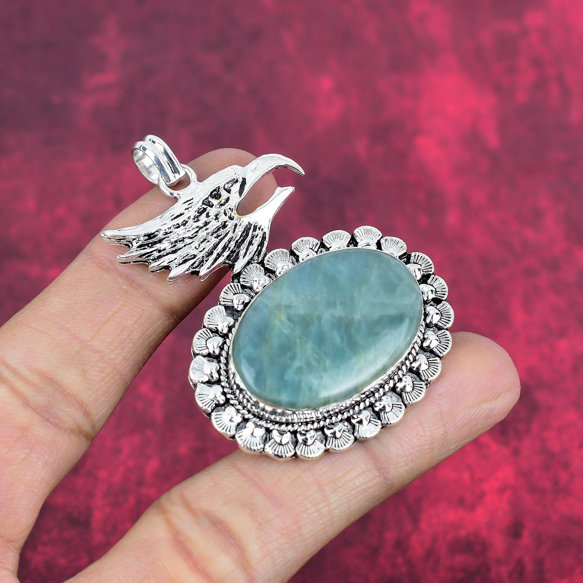 Aquamrine Pendant, 925 Solid Sterling Silver Gemstone Jewelry, Handmade Pendant, For Thanksgiving