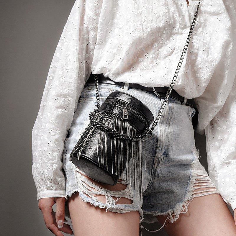 Mini liten kapasitet Mote Crossbody Bag Kvinner Utsøkt Designer Kjede Stropp Skulderveske Temperament Crossbody Bag