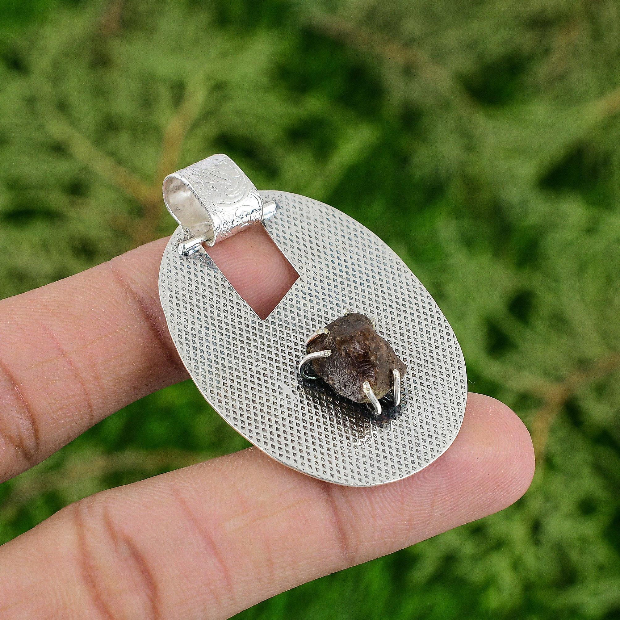 Daughters Day Sale 925 Silver Smoky Quartz Rough Gemstone Mother Pendant Jewelry