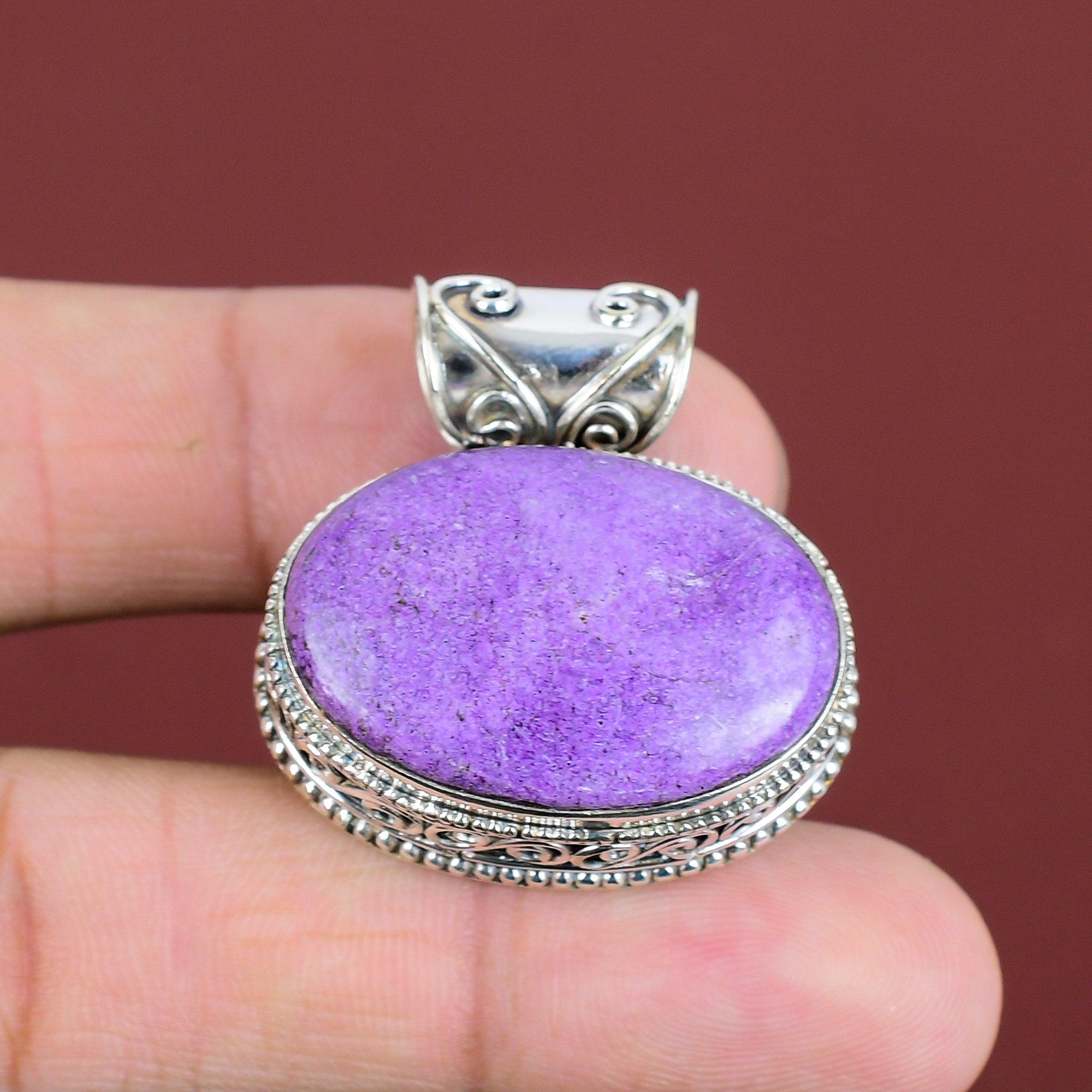 Purpurite Pendant Genuine Gemstone Pendant 925 Sterling Silver Pendant Dainty Vintage Pendant Handmade Jewelry Gifts For Mom Stylish Pendant
