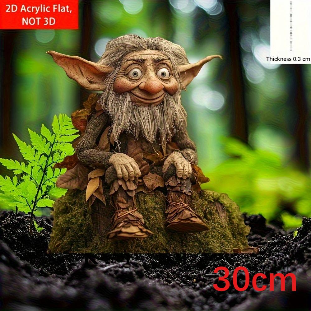 2D Flat 1Pc Sitting Gnome Acrylic Garden Stake, Multifunctional Outdoor Decor For Lawn Patio, St. Patrick's Day Valentine Easter Ramadan Decoration