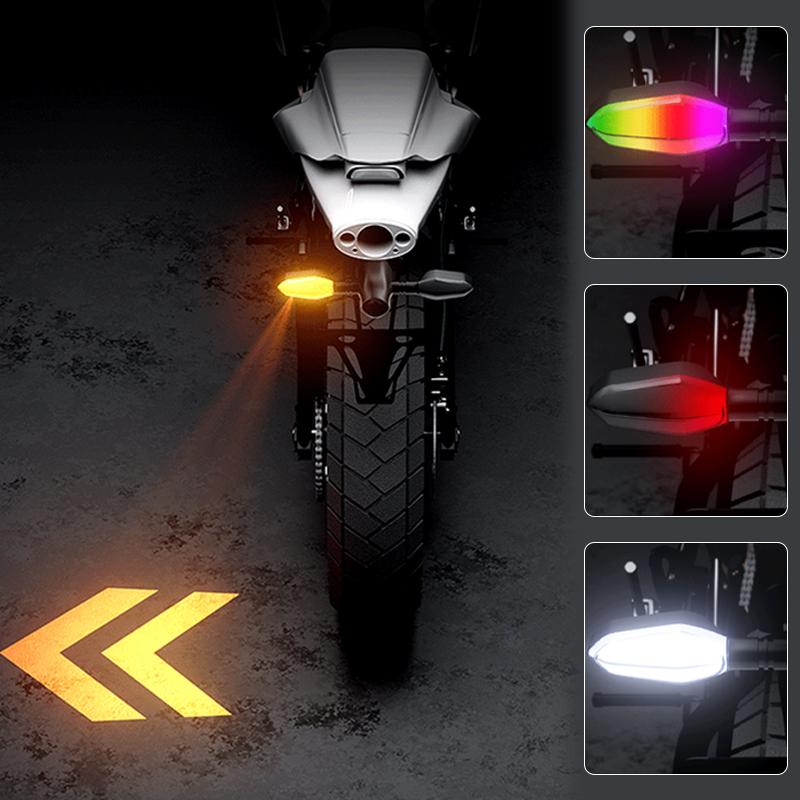 SEAMETAL 2PCS Motorcycle LED Turn Signal Lamp Projection Lamp Sequential Flowing Flash Indicator Lights Running Light