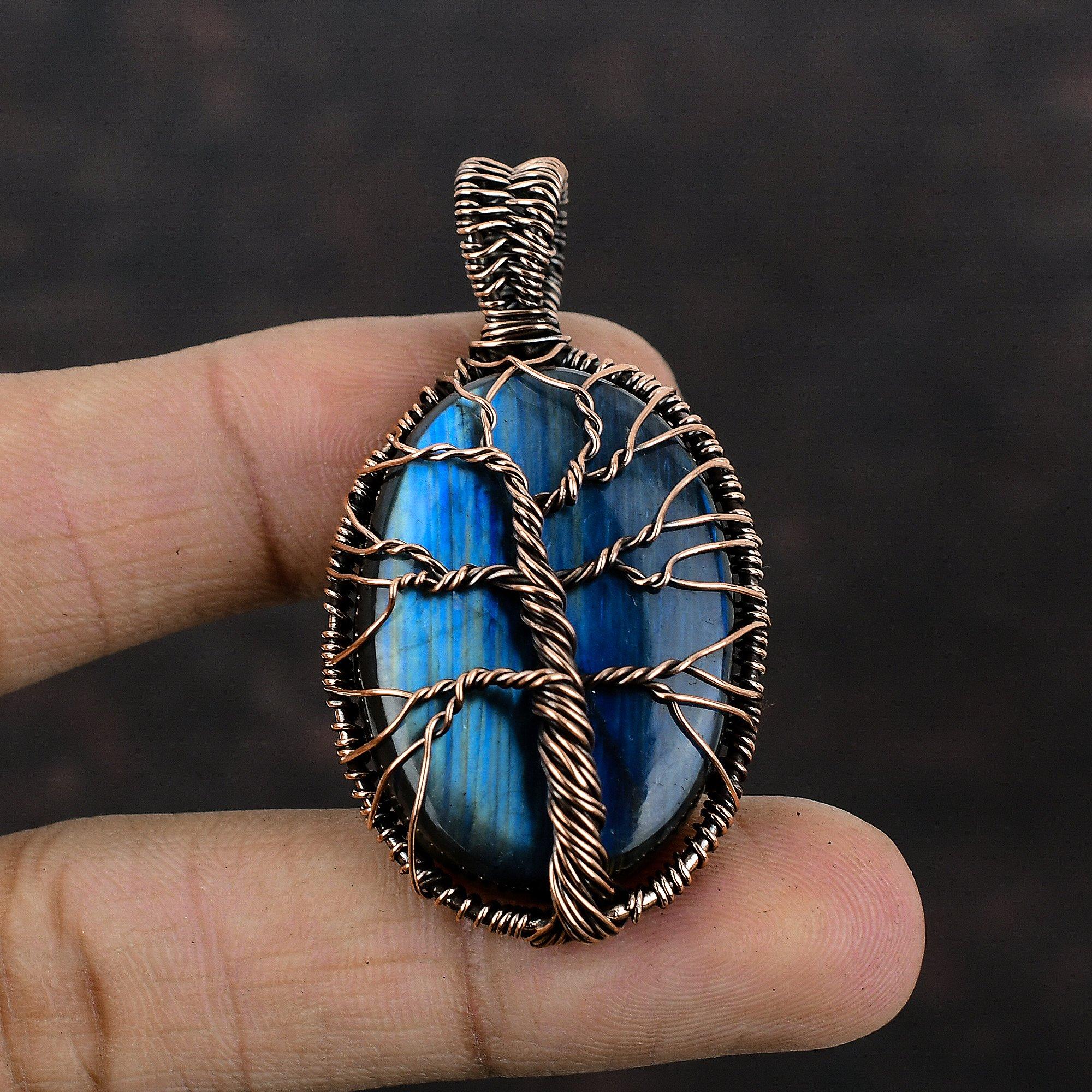 Tree Of Life Labradorite Pendant Copper Wire Wrapped Pendant Handmade Copper Jewelry Genuine Gemstone Pendant Gift For Her Wire Wrap Jewelry