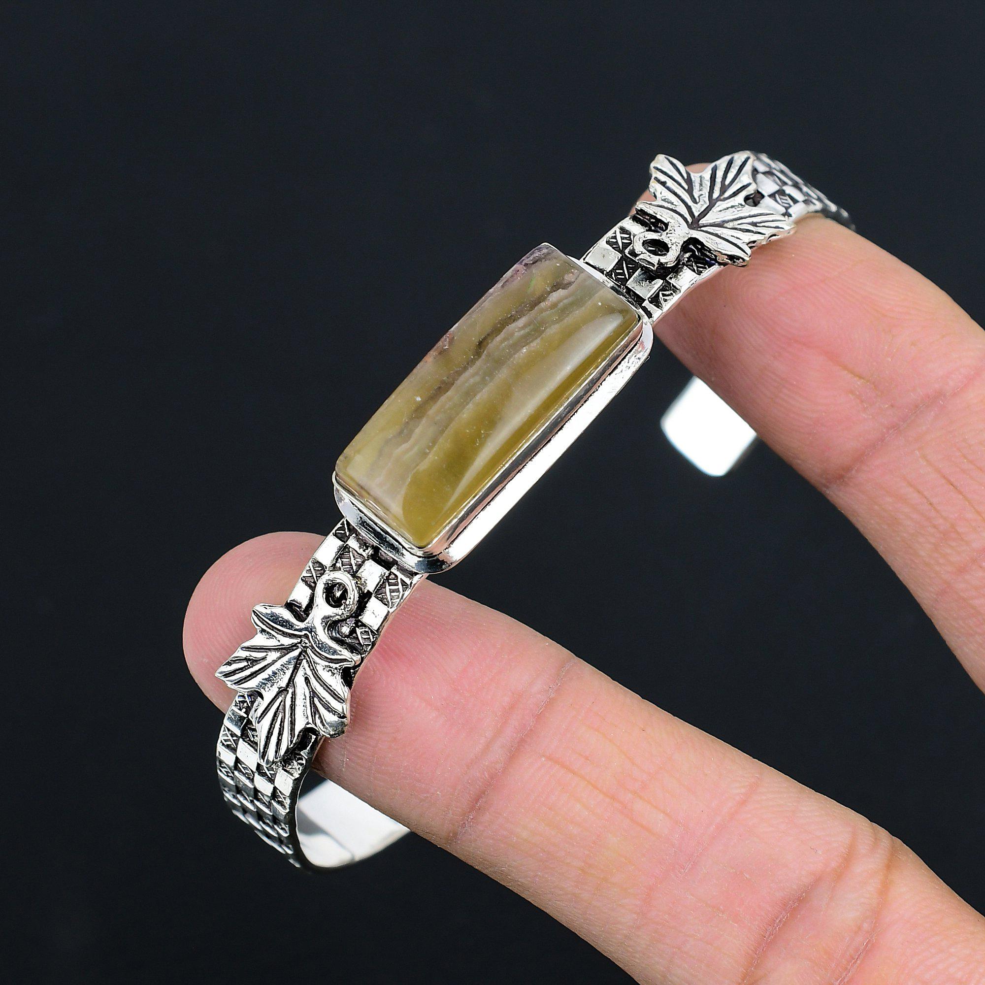 Mothers Day Sale Sterling Silver Multi Fluorite Gemstone Wedding Bangle Bracelet