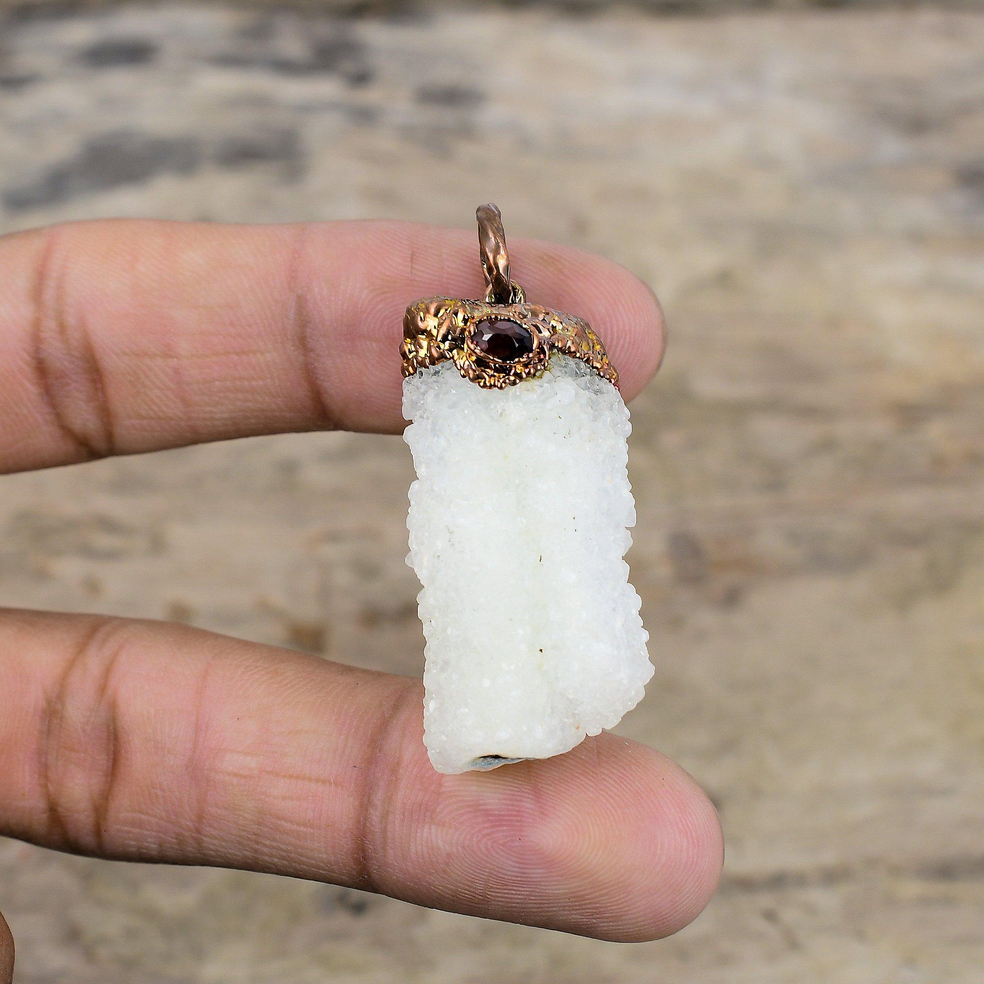 Rainbow Moonstone Druzy Pendant Electroformed Copper Pendant Handmade Pink Tourmaline Rough Pendant Electroformed Jewelry Gemstone Pendants