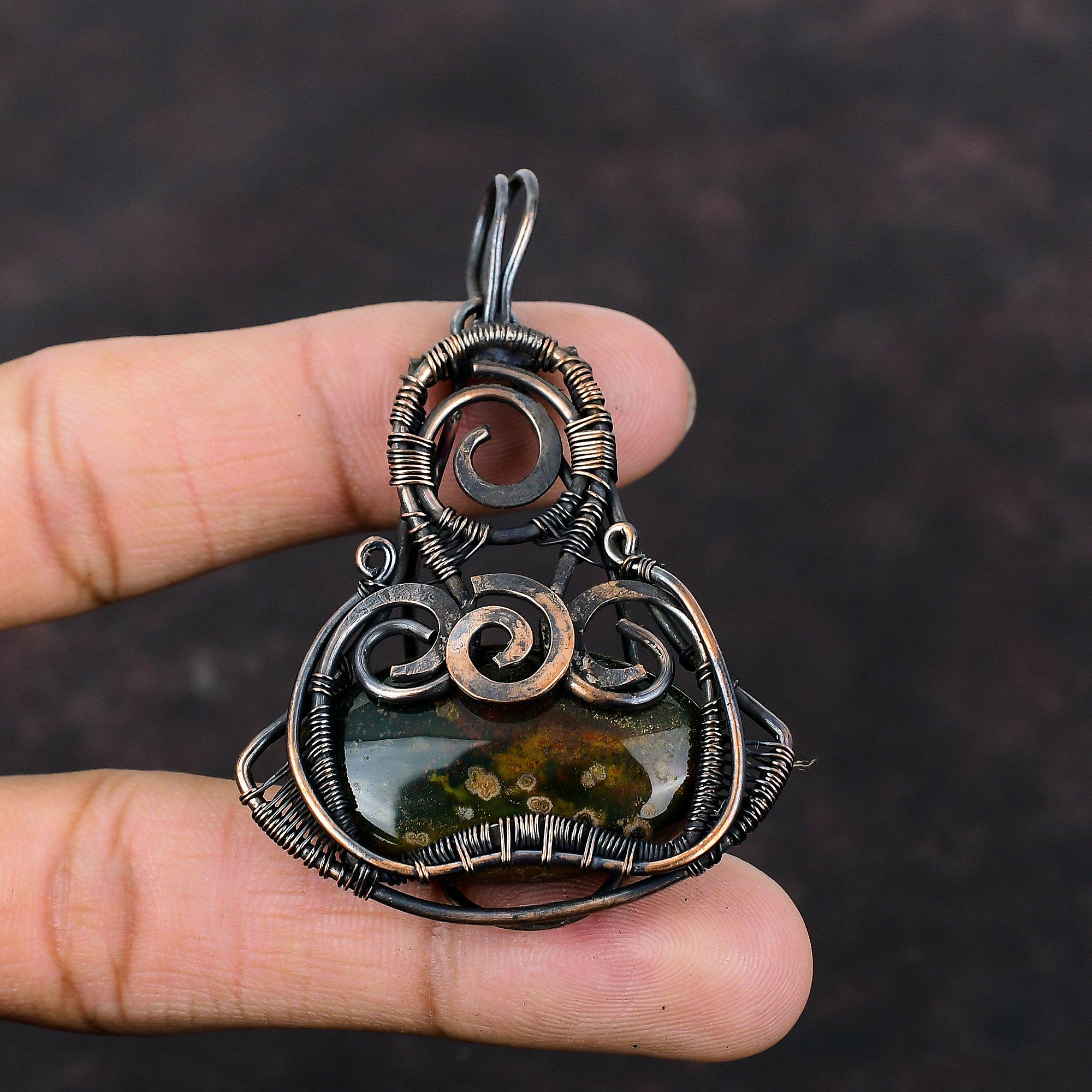 Pandantiv Piatra Sângelui Pandantiv Înfășurat în Sârmă de Cupru Pandantiv Handmade Bijuterii Piatra Sângelui Pandantiv Piatră Prețioasă Reală Cadou de Logodnă Bijuterii din Sârmă de Cupru