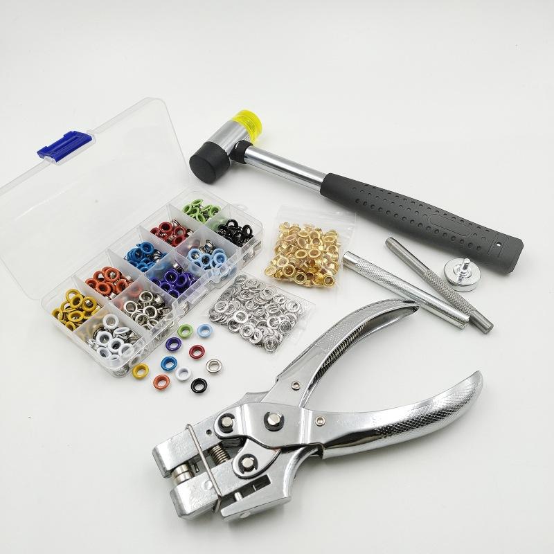 406 Pieces 5mm Eyelet Buckle Punching Pliers Colorful Leather Fabric Bag Wallet Eyelet Punching Tool Set